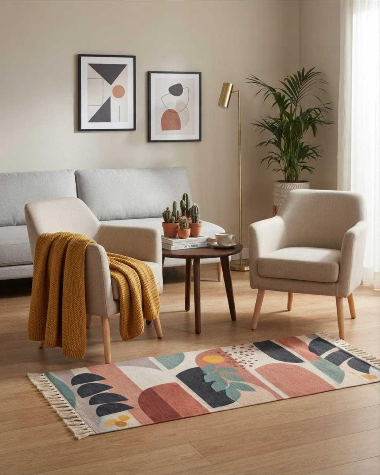 Set De 2 Alfombras De Pasillo 60x150 cm Estilo Bohemio con Flecos m7-2