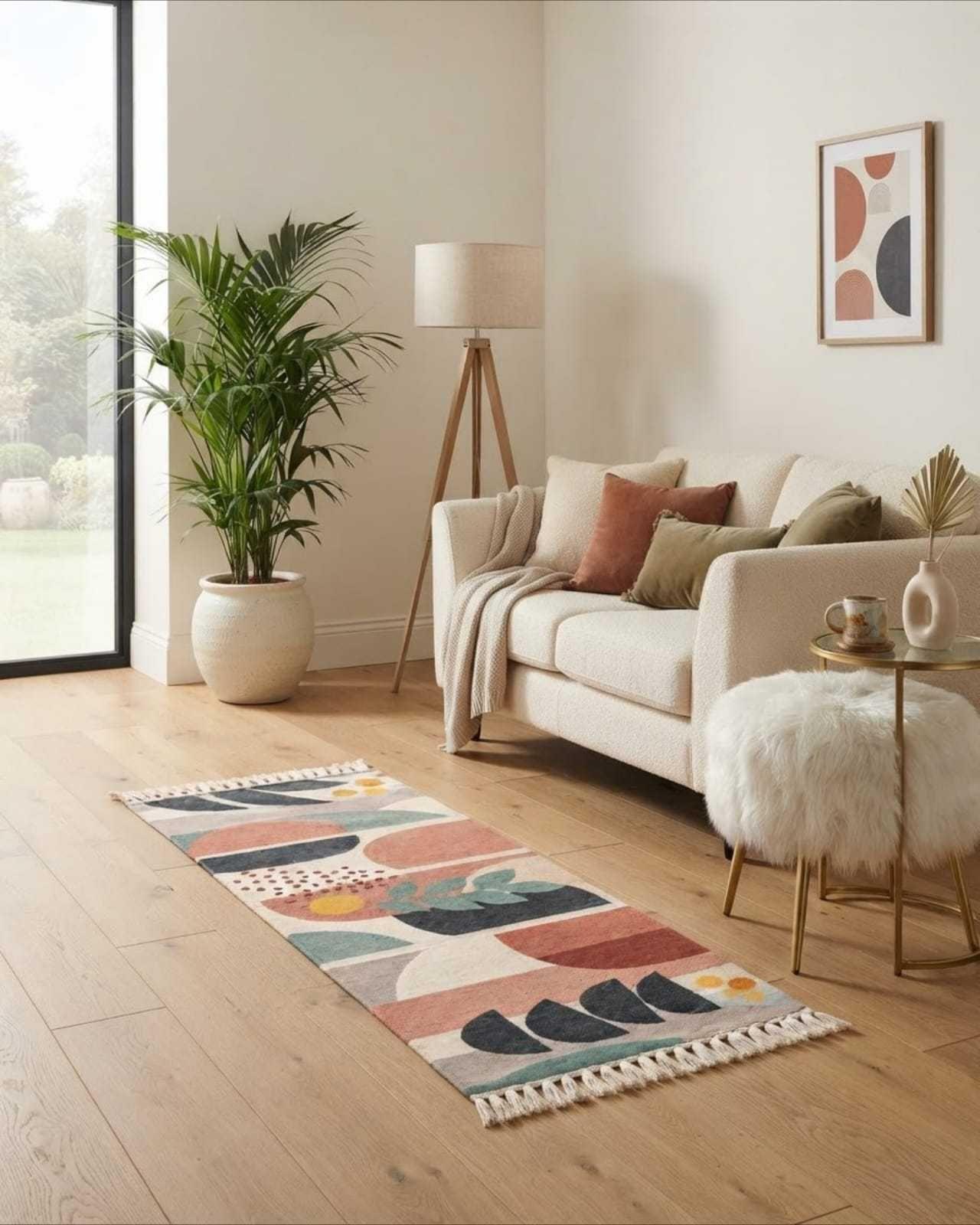 Set De 2 Alfombras De Pasillo 60x150 cm Estilo Bohemio con Flecos m7-3