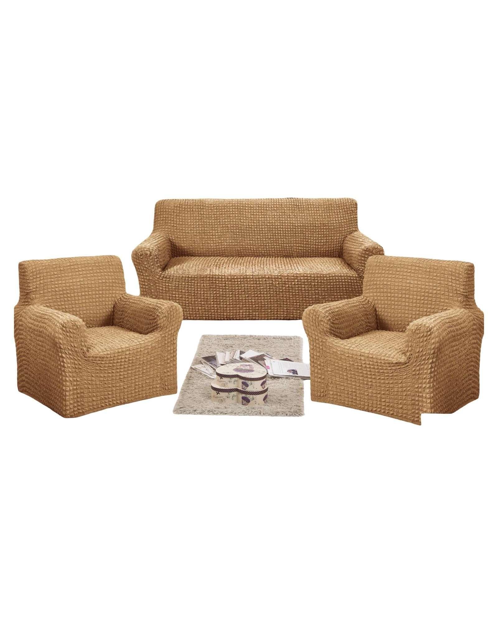 SET DE FUNDAS DE SOFA 3+1+1 - MODELO CUADRILLE CAFÉ-0