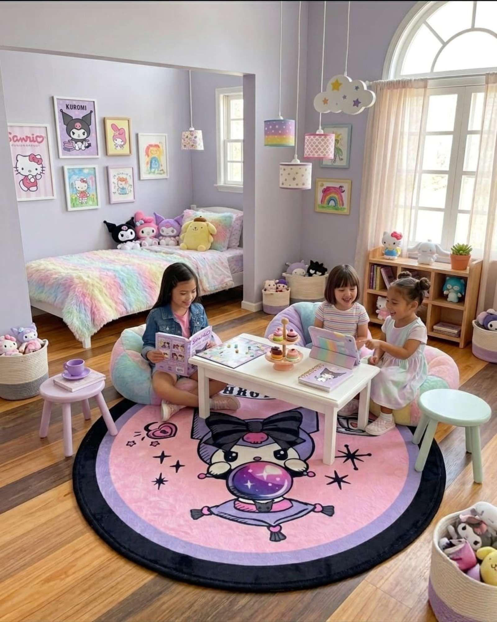 Alfombra Circular Acolchada Infantil De 80cm De Kurumi m1-2