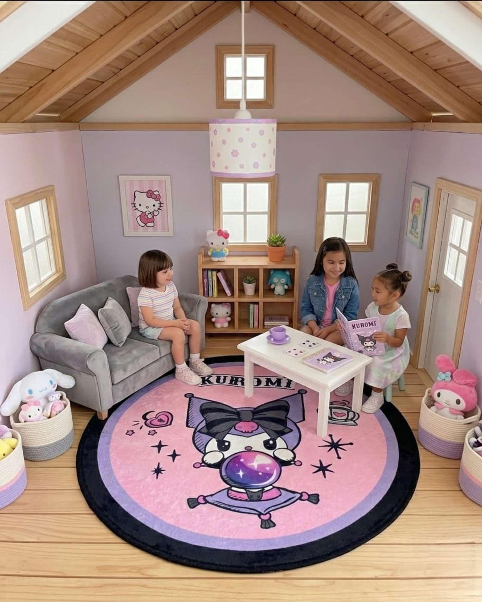 Alfombra Circular Acolchada Infantil De 80cm De Kurumi m1-3
