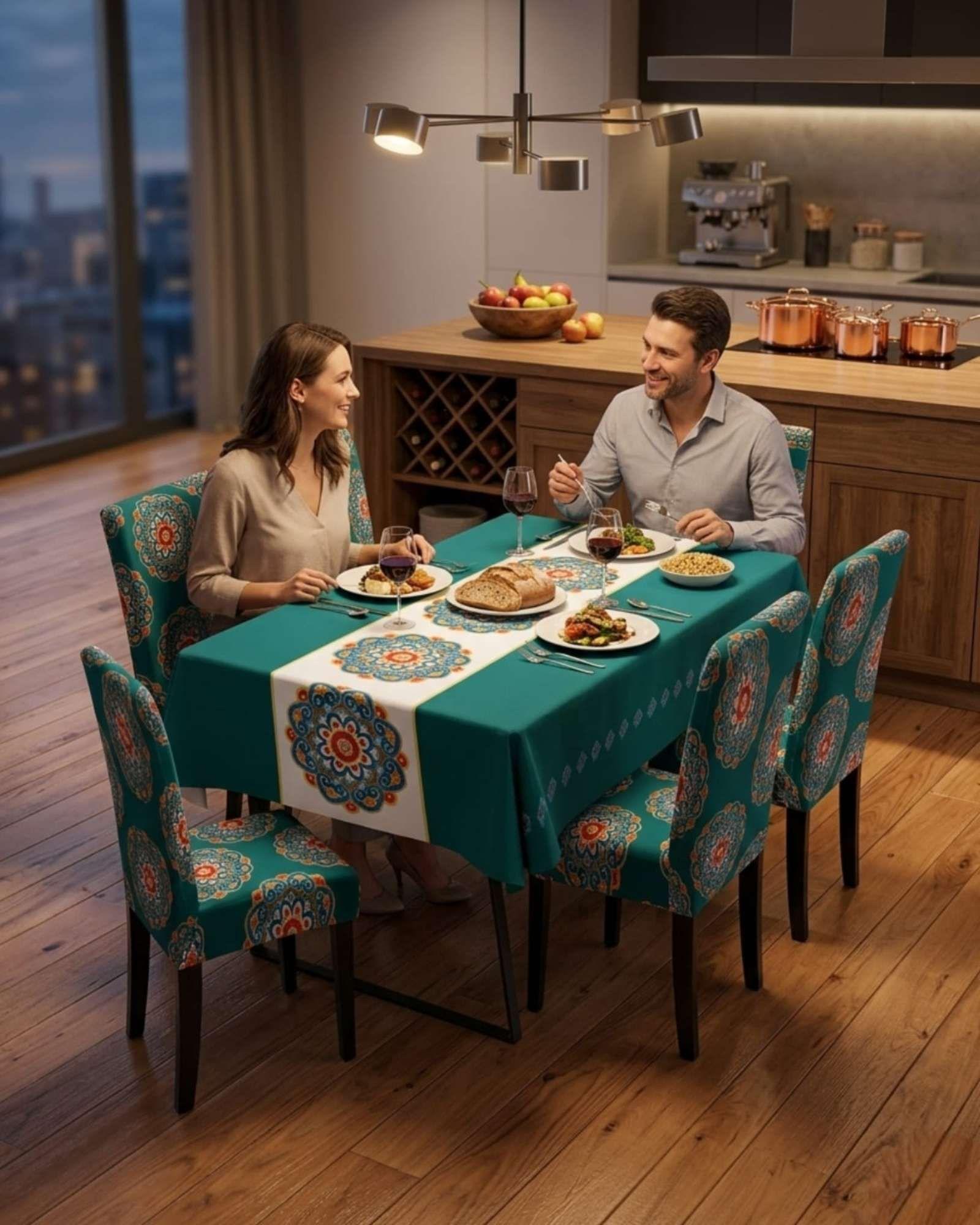 Juego De Mantel Antimanchas 140x220 + 6 Fundas De Silla 12-2