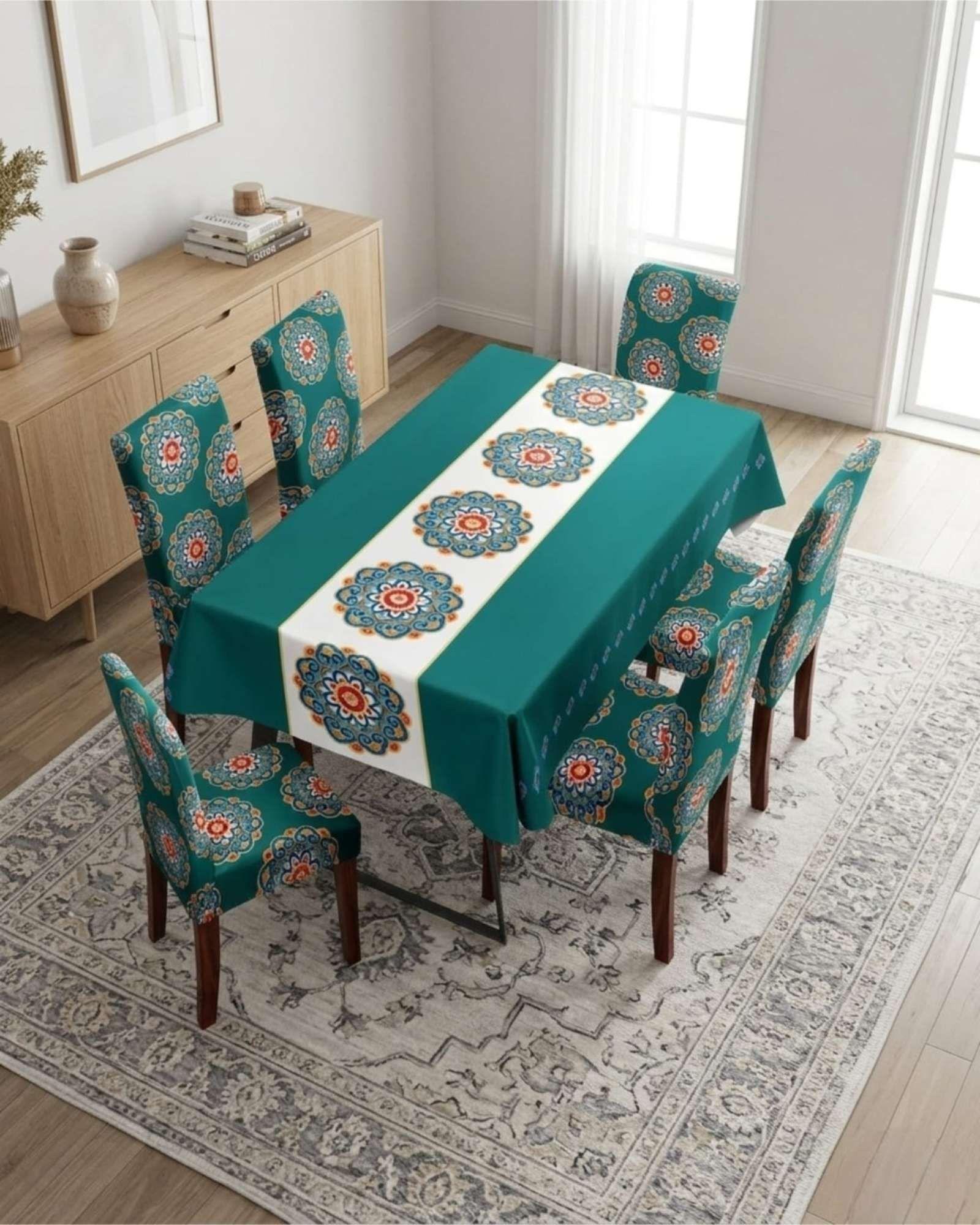 Juego De Mantel Antimanchas 140x220 + 6 Fundas De Silla 12-3