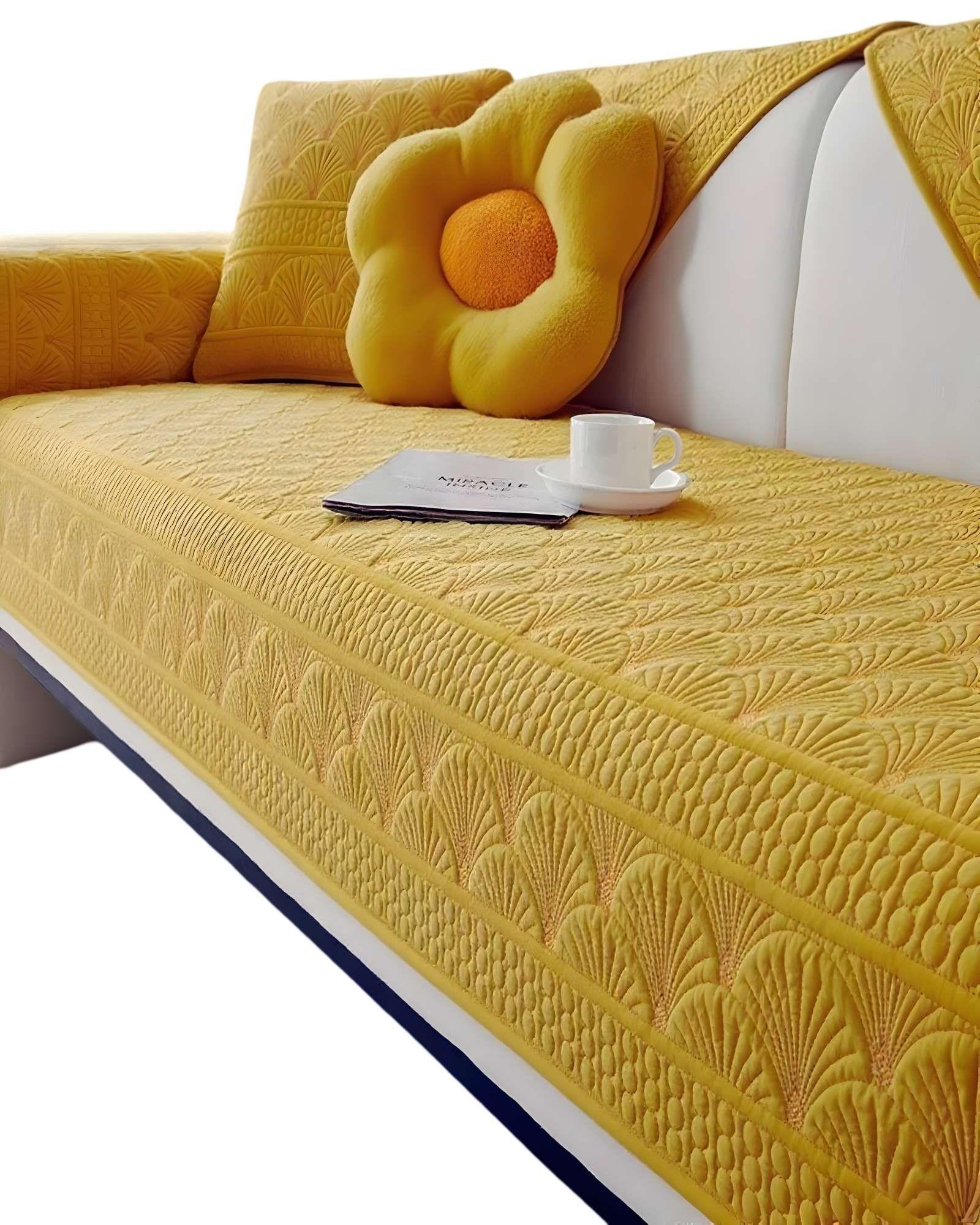FUNDAS MAT PARA SOFA CON DISEÑO DE OSTRA AMARILLO-0