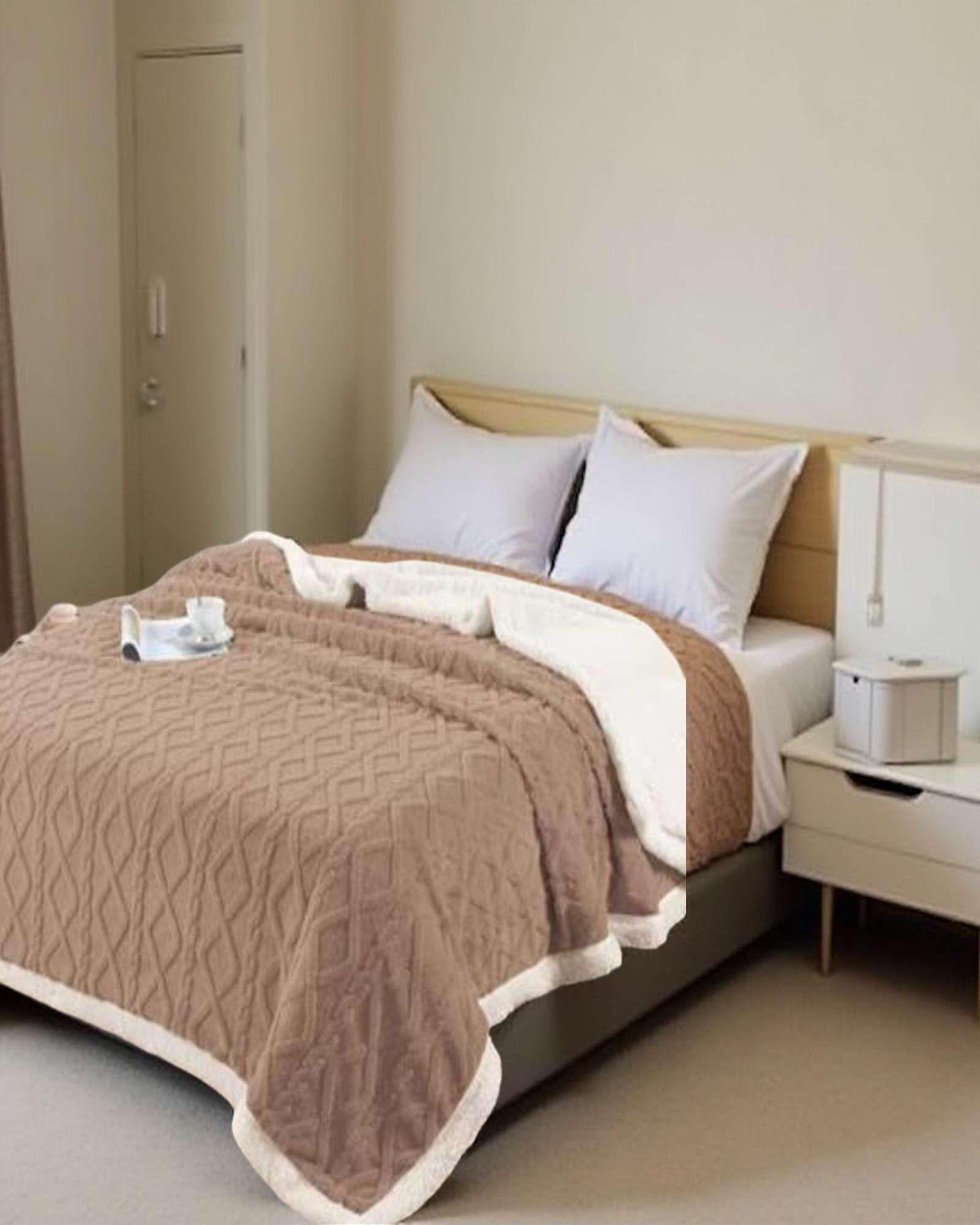 Frazada Manta Polar Sherpa Térmica King marron-3