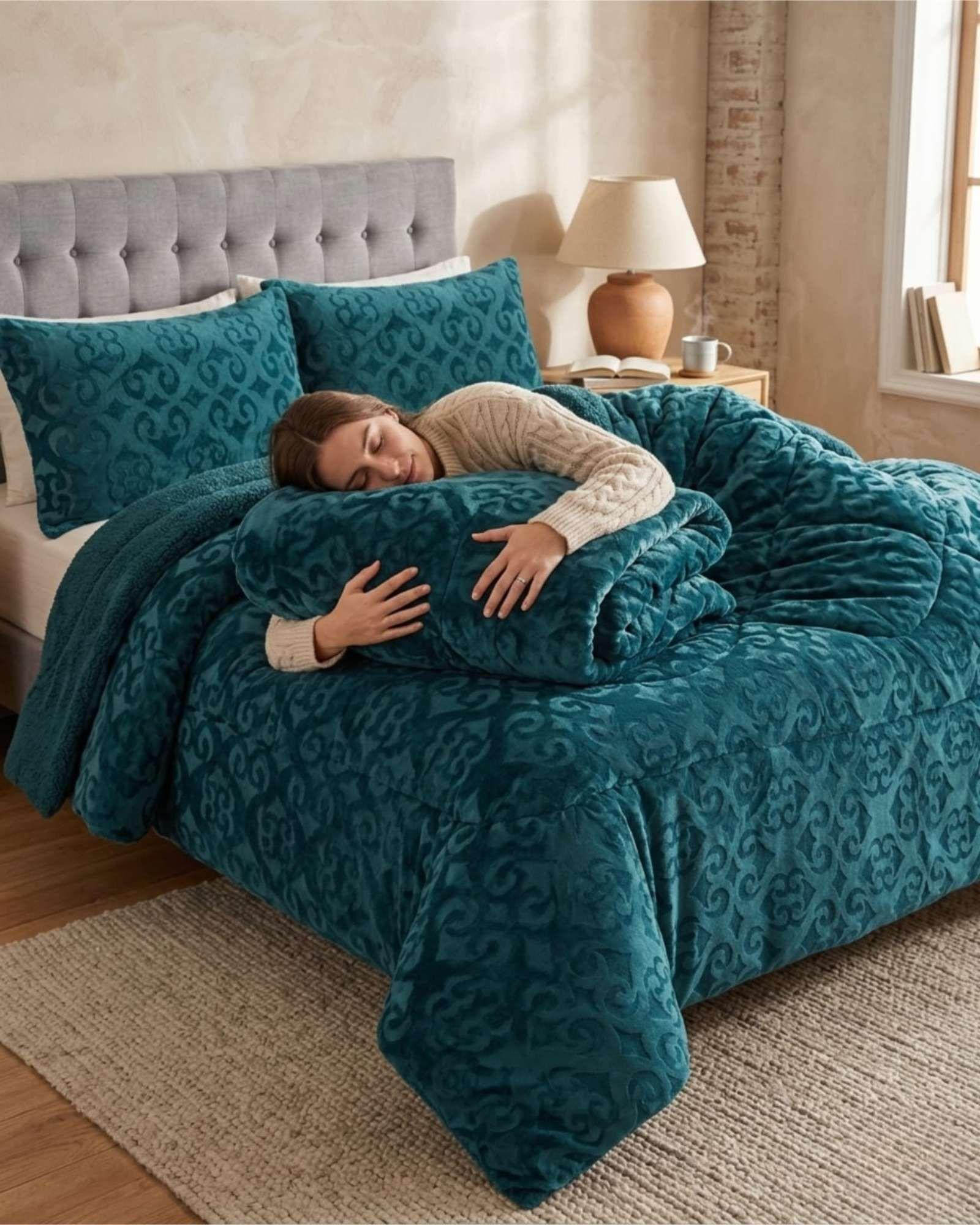 "Plumón Chiporro 2 plazas con Relieve "El favorito para tu invierno" verde-3