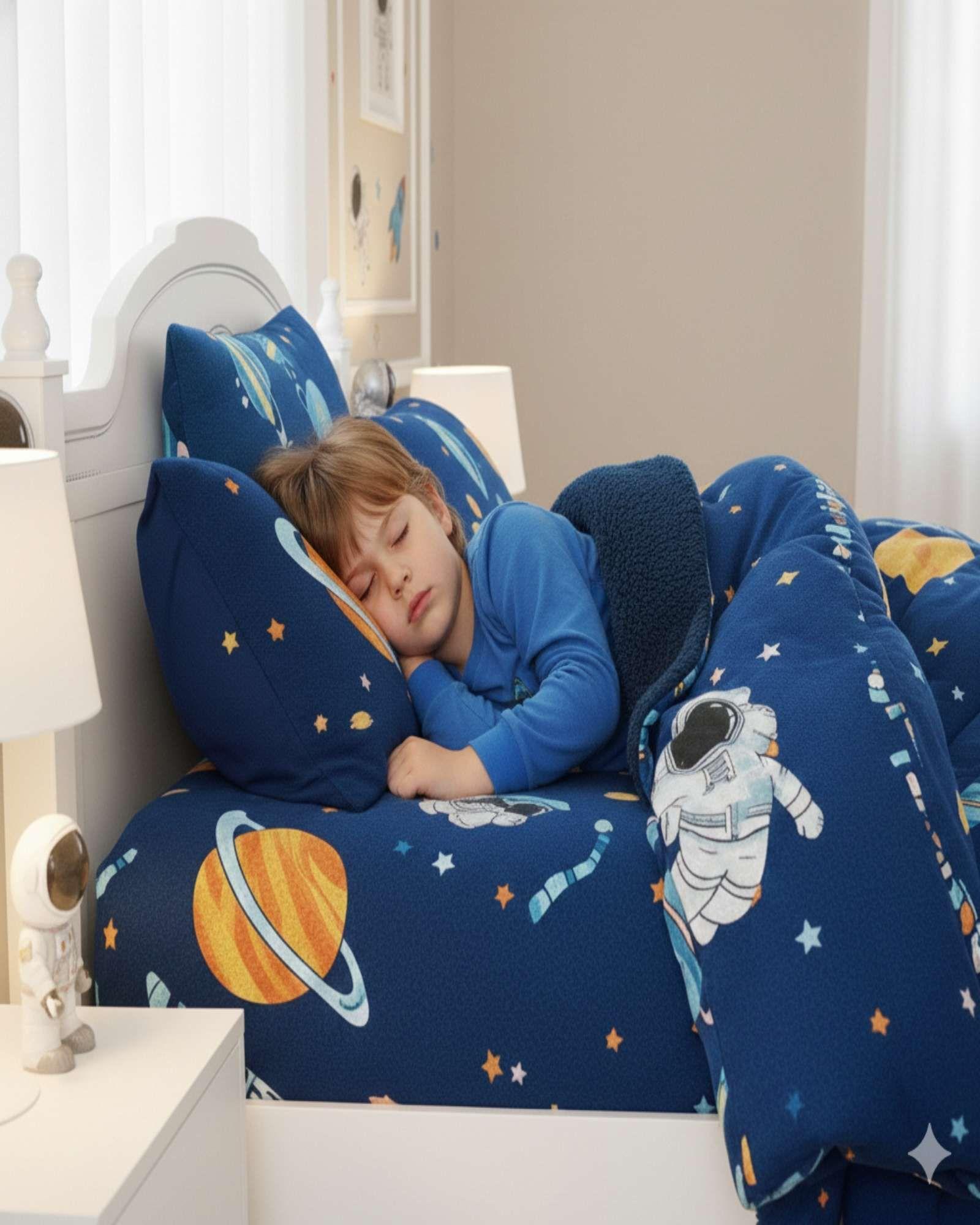 Cubrecama Plumón Chiporro Plaza y Media NIÑA ASTRONAUTA-3