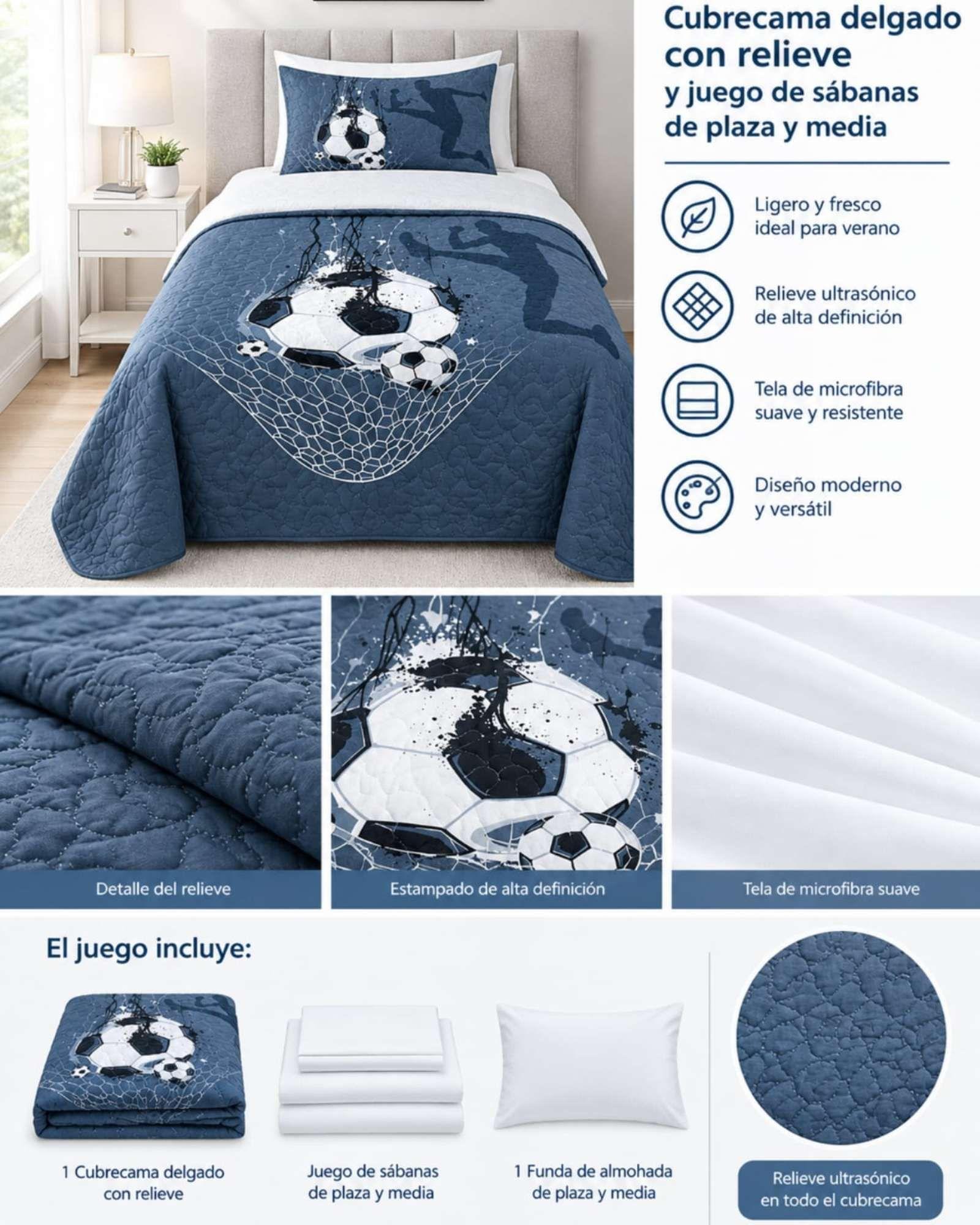 Juego Cubrecama Quilt Verano 1.5 Plazas + Juego De Sábanas 09-4