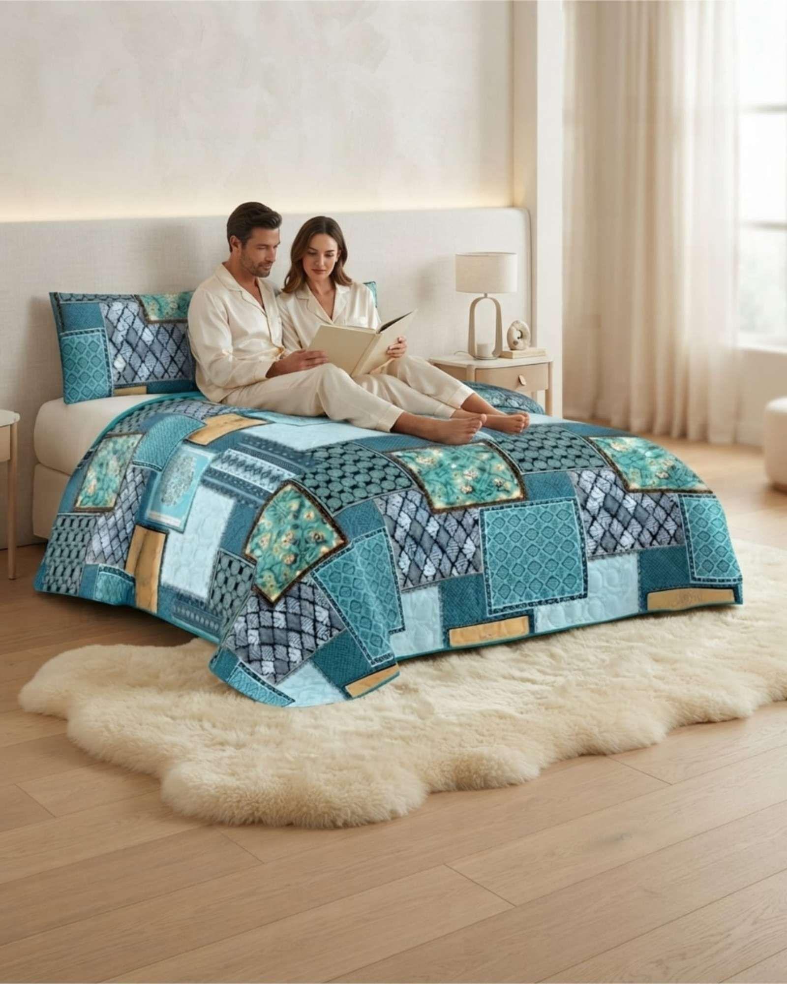 Cubrecama Quilt de Verano King Delgado Ultra Liviano + 2 Almohadas 02-2