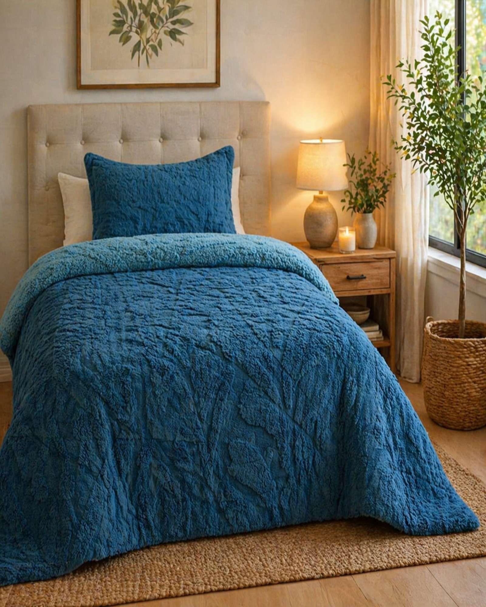 Cubrecama Plaza y Media Sherpa Jacquard Deluxe 1-2