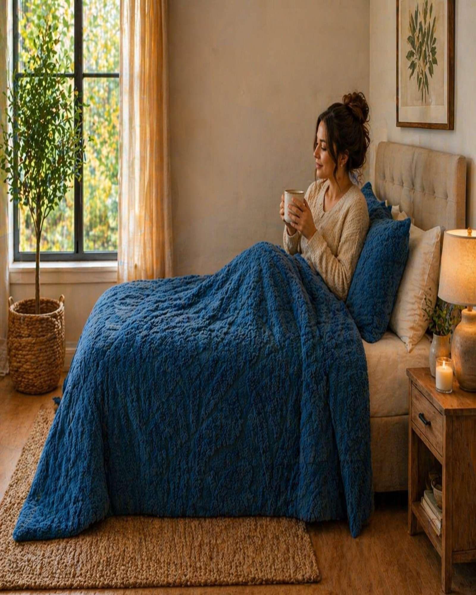 Cubrecama Plaza y Media Sherpa Jacquard Deluxe 1-3