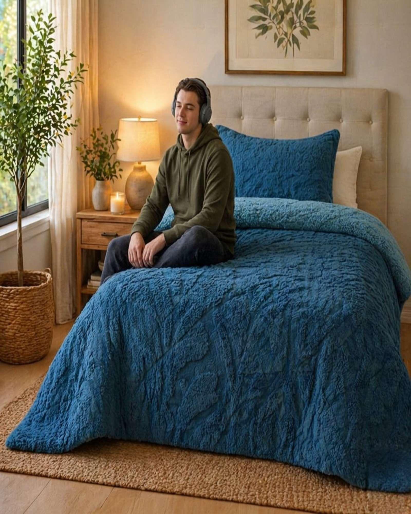 Cubrecama Plaza y Media Sherpa Jacquard Deluxe 1-4