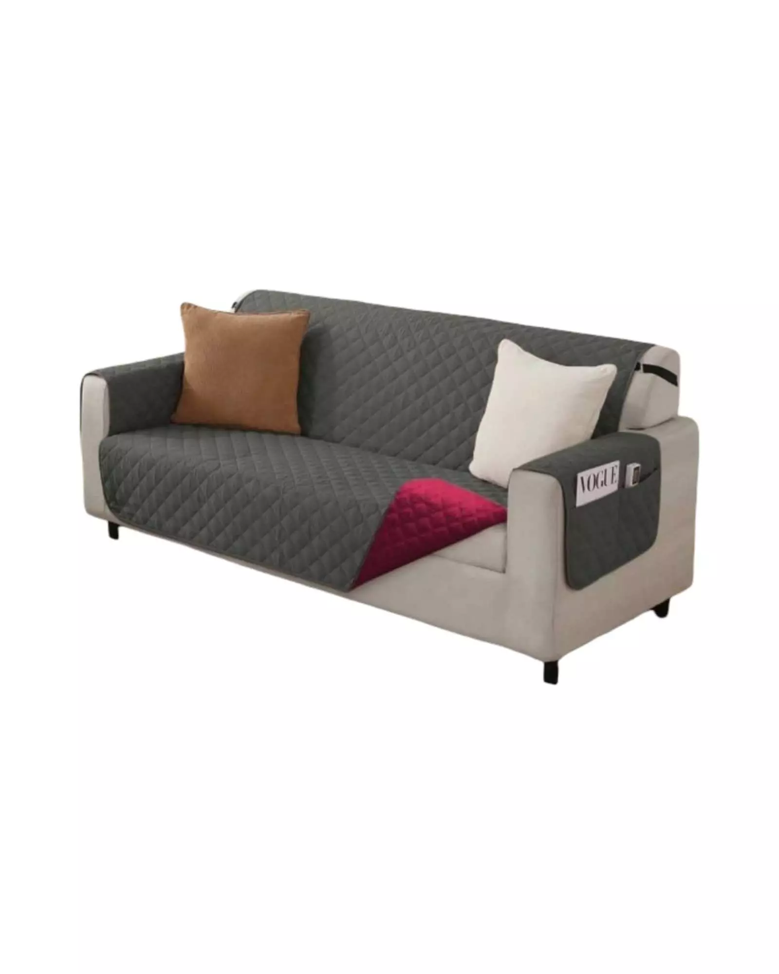Cubre sillon reversibles con bolsas 3 Cuerpos burdeo-2