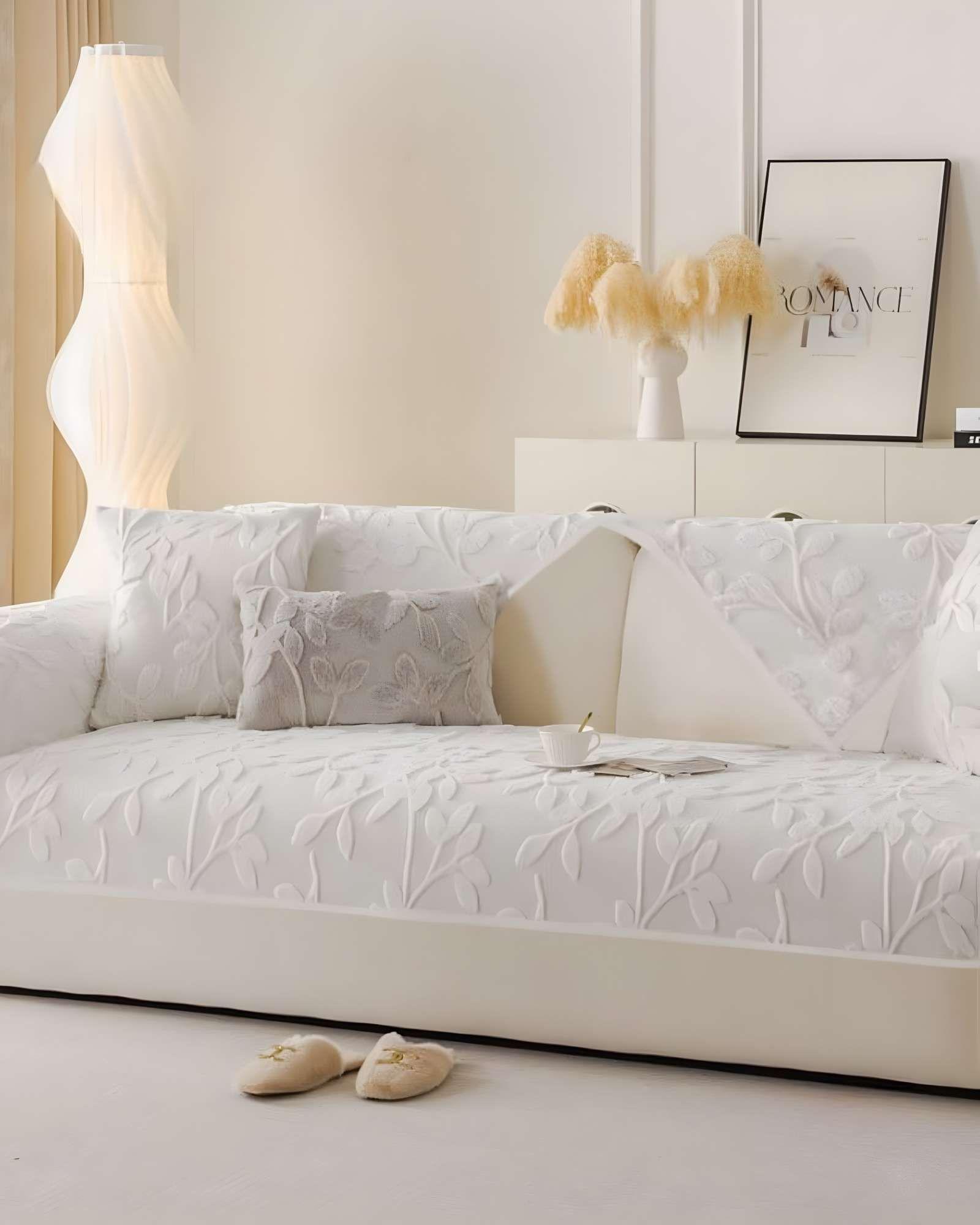 FUNDAS MAT PARA SOFA CON DISEÑO HOJAS BLANCO-2