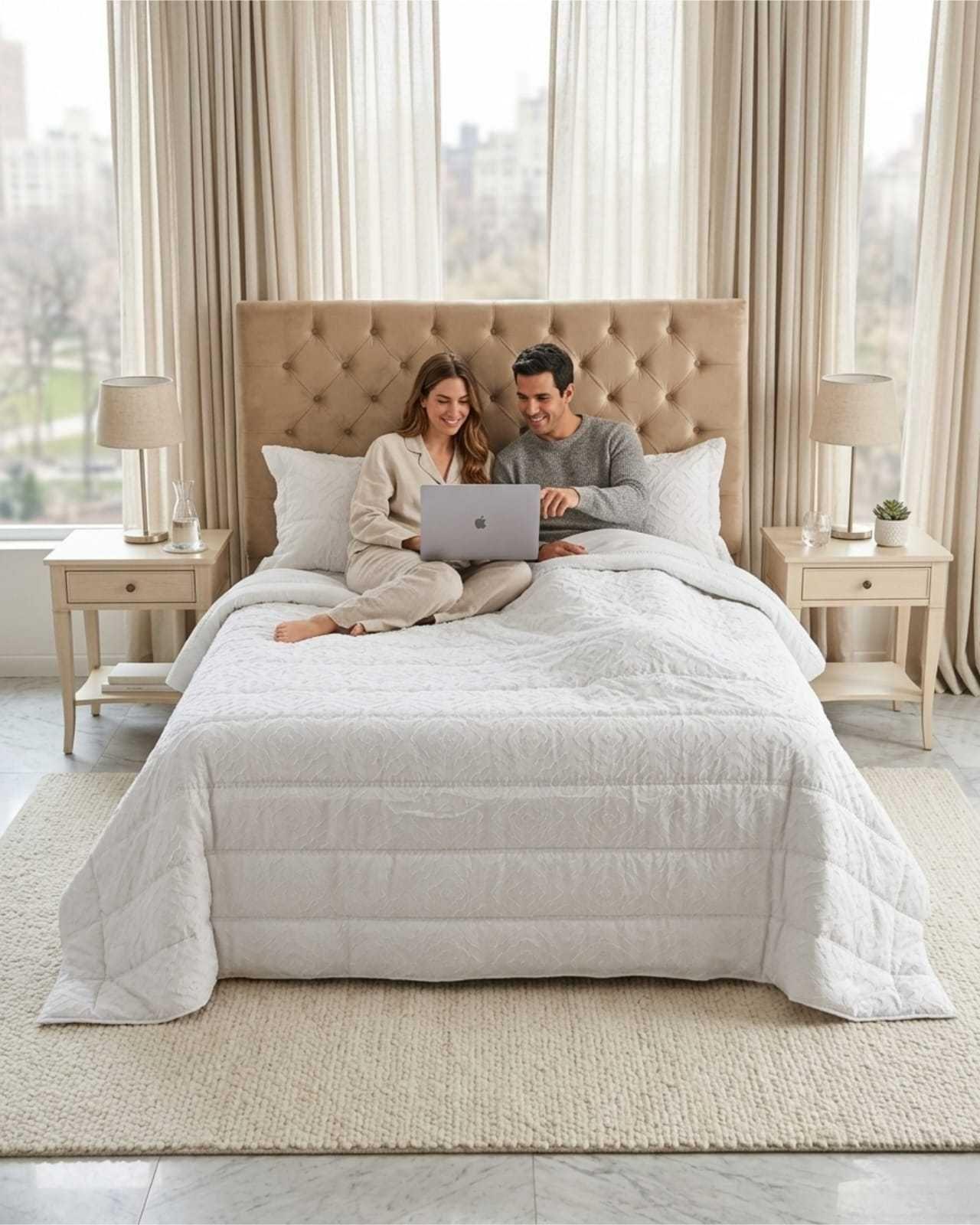 Plumón Ligero Super King Jacquard Sin Costuras blanco-4