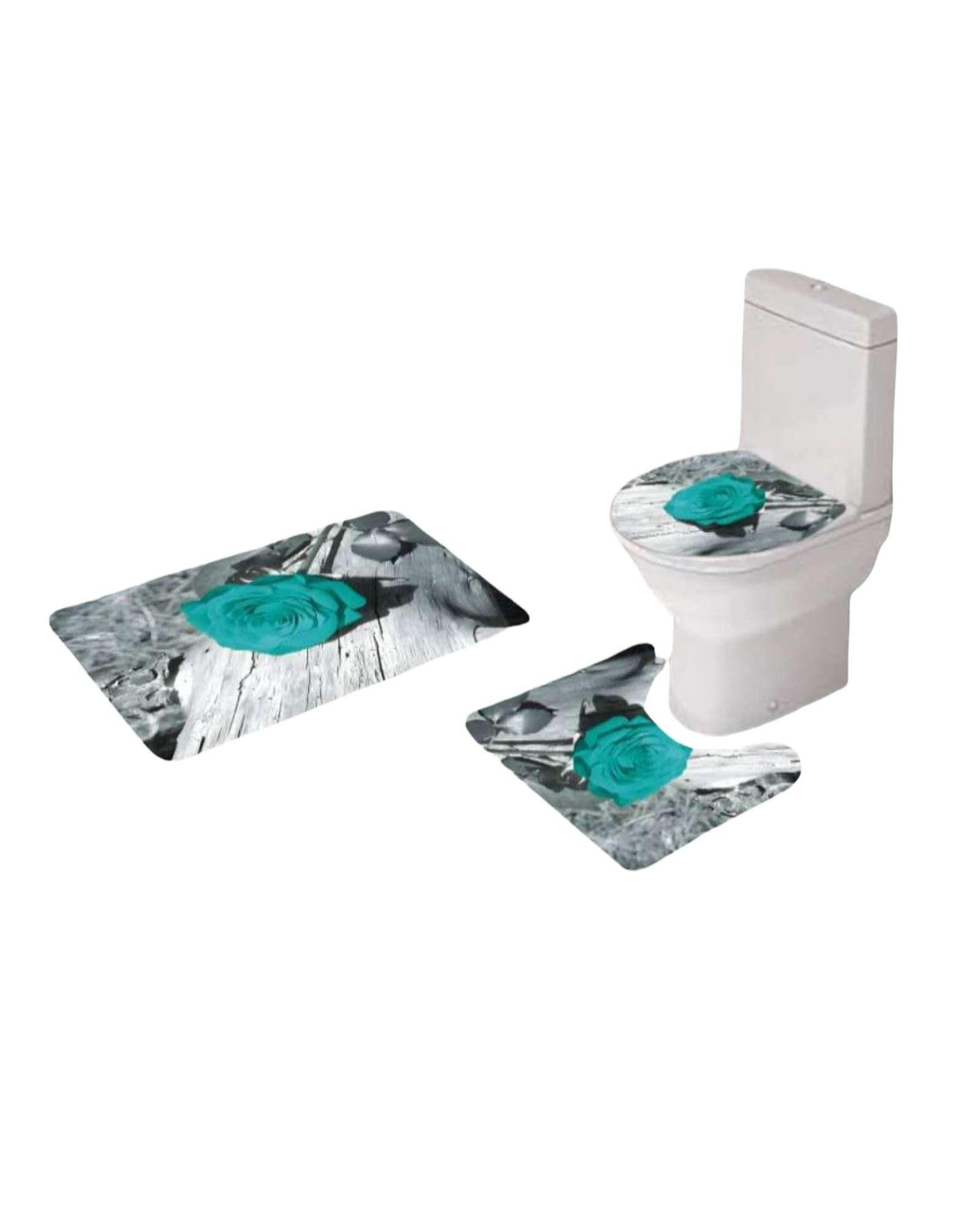 Juego 5 piezas con Cortina de baño de Tela Poliéster y  Forro de Ducha de Plástico J-23-2