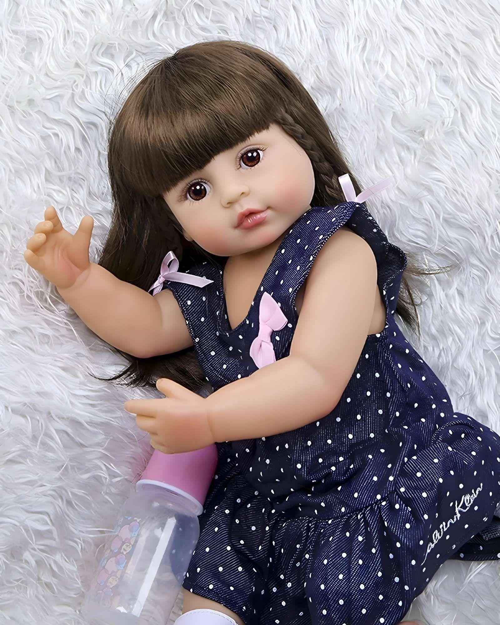 Muñeca infantil bebé realista silicona azul -3