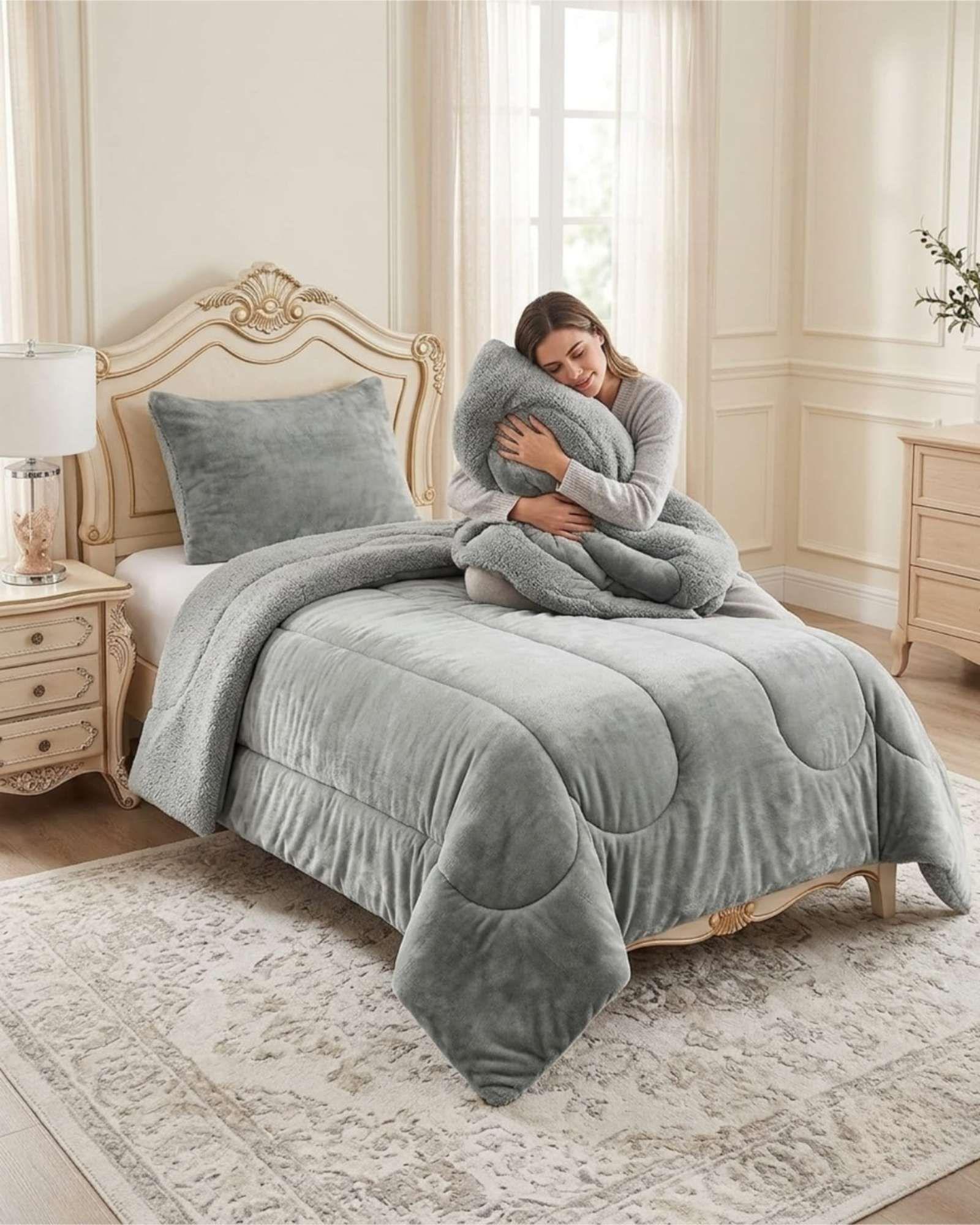 Cubrecama de Plush con Chiporro Diseño Ondas 1,5 plazas gris-0