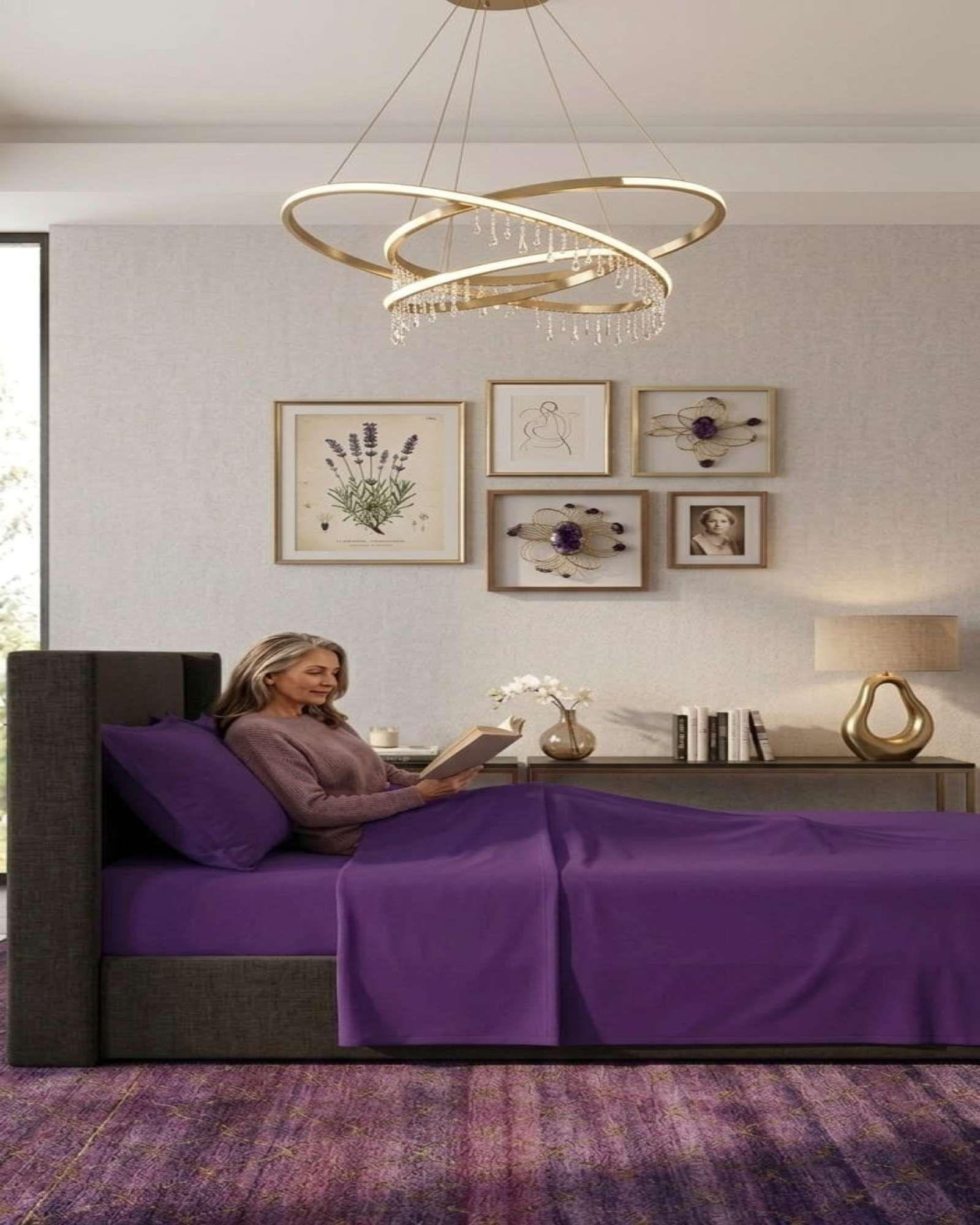 Juego de Sabanas 800 Hilos Estilo Americano king morado-2