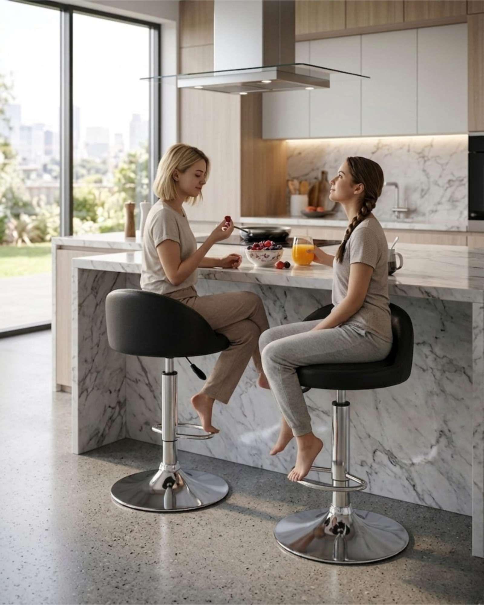 Silla de Bar Ergonómica Ajustable con Apoyapiés-3