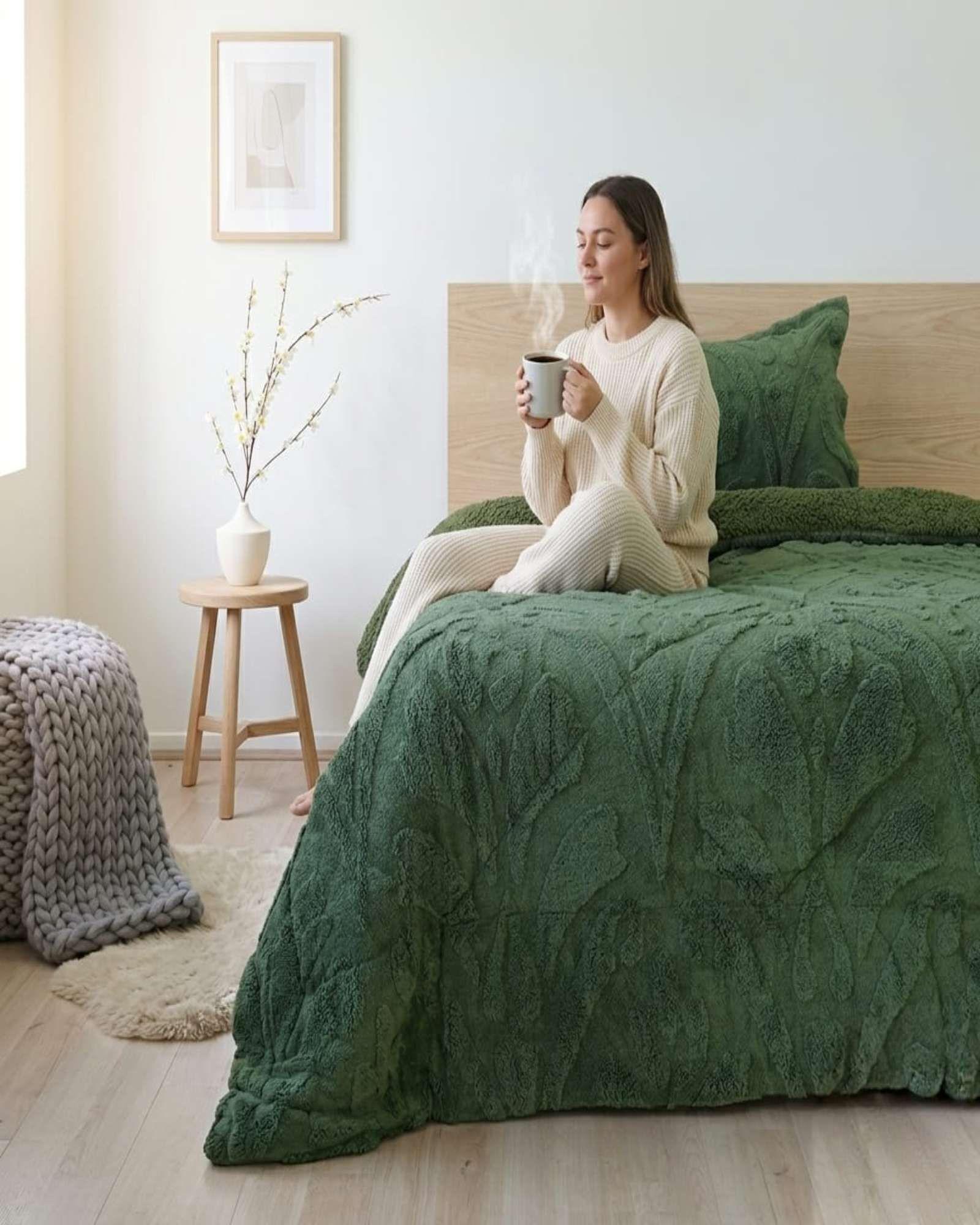 Cubrecama Plaza y Media Sherpa Jacquard Deluxe 6-2