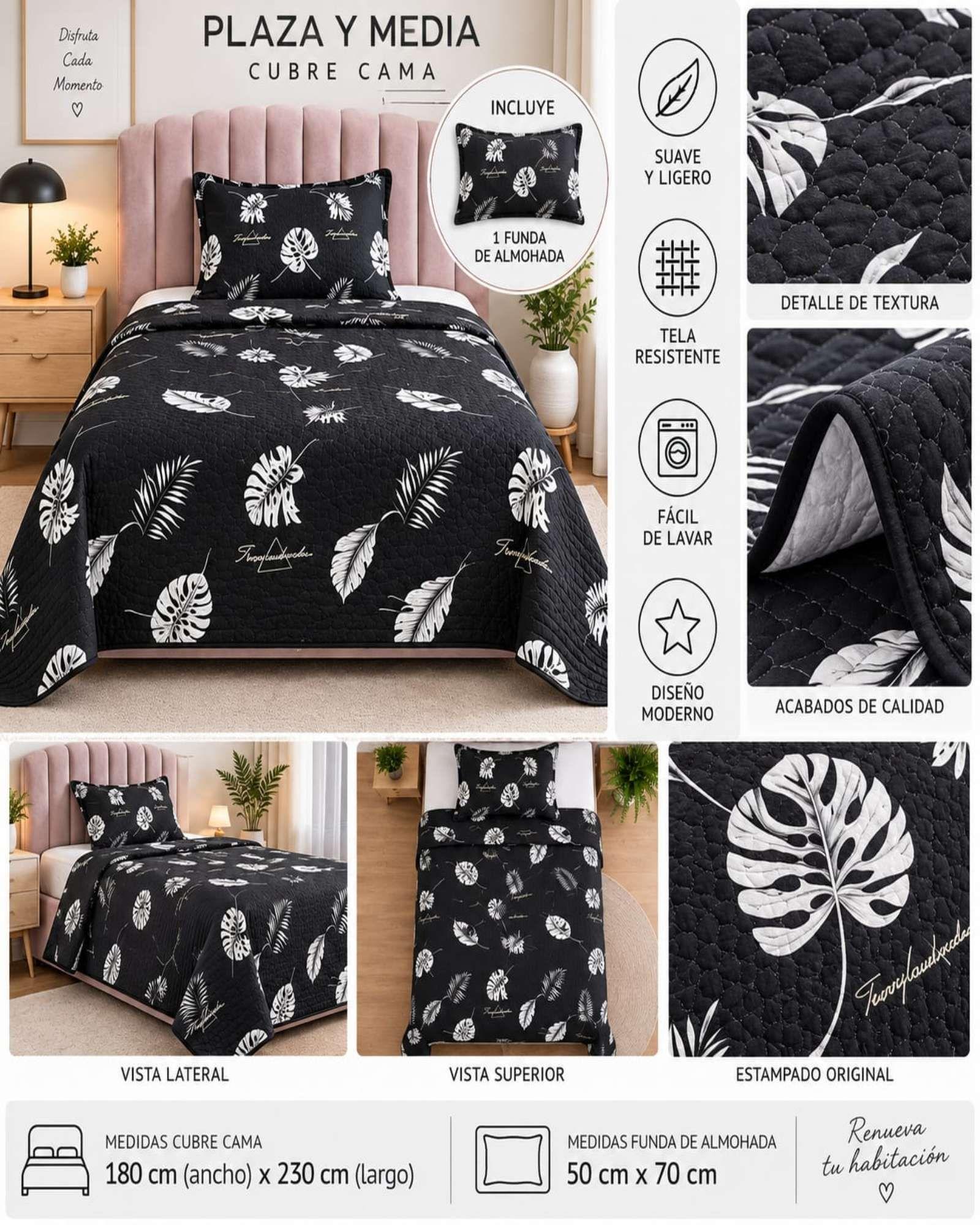 Set de Cubrecama y Funda de Almohada 1.5 plaza 180x230cm A4-3