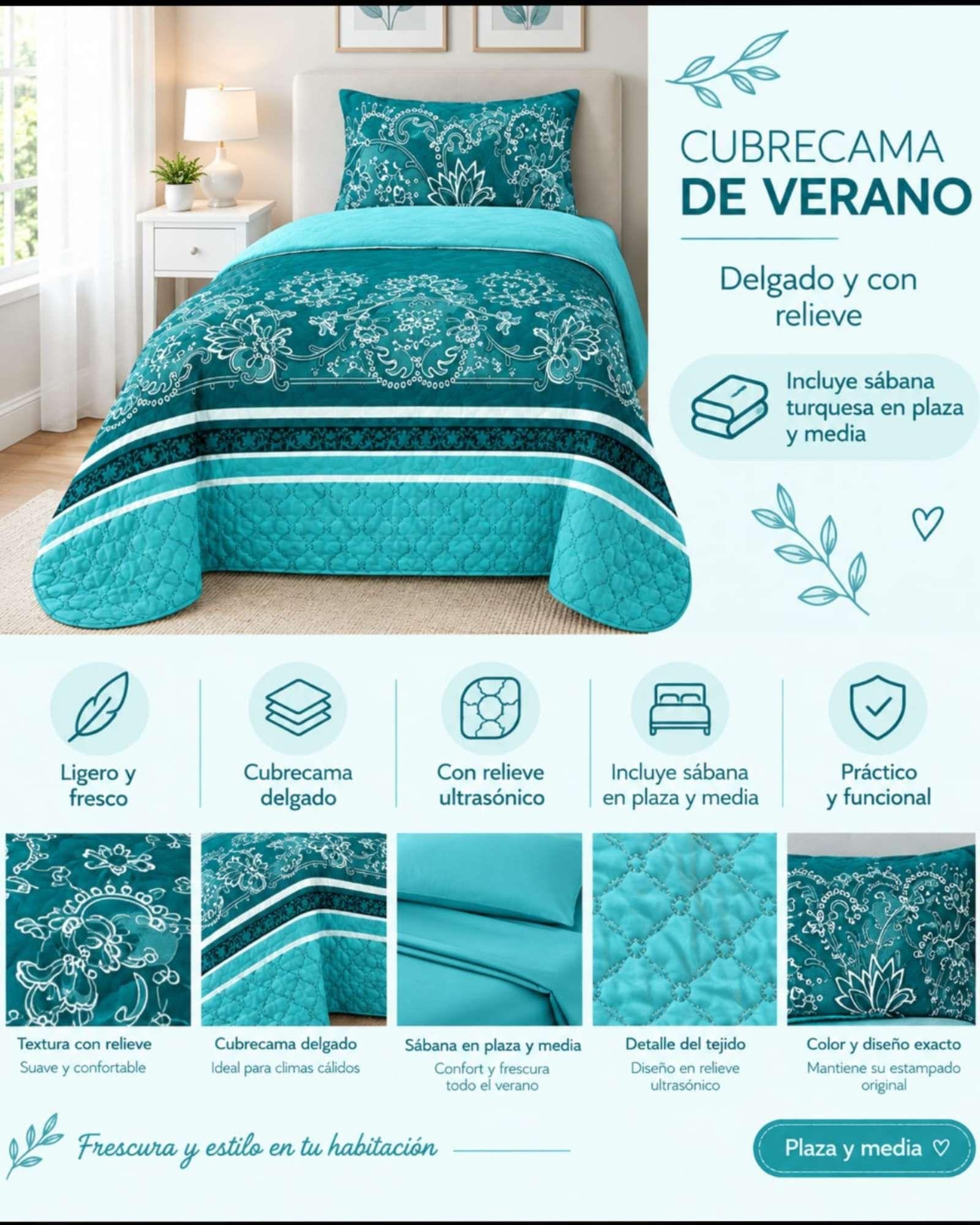 Cubrecamas Delgado Con Sabanas Plaza Y Media Primavera Ligero m2-4