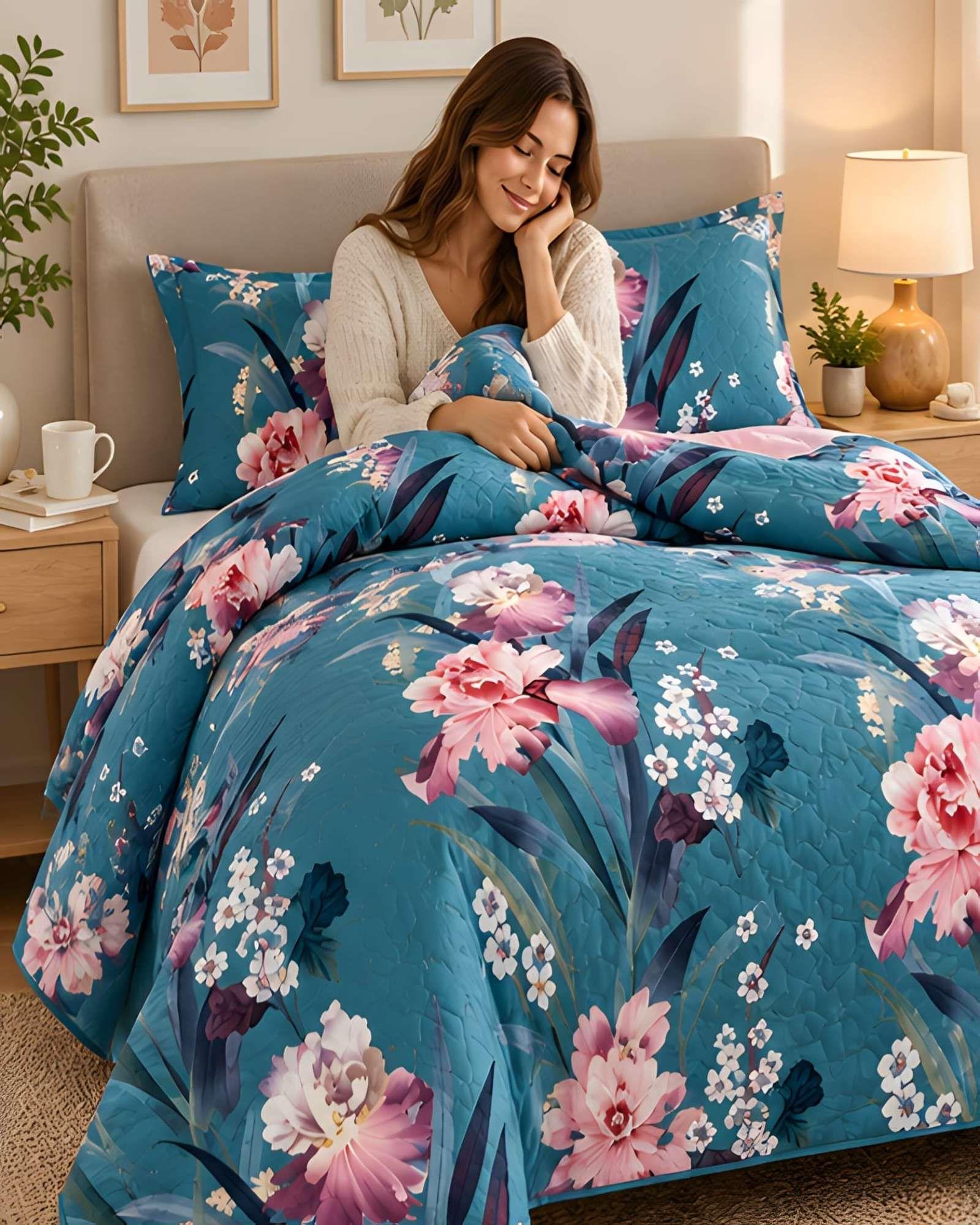 Cubrecamas Quilt de Verano Plaza y Media con Funda 09-1