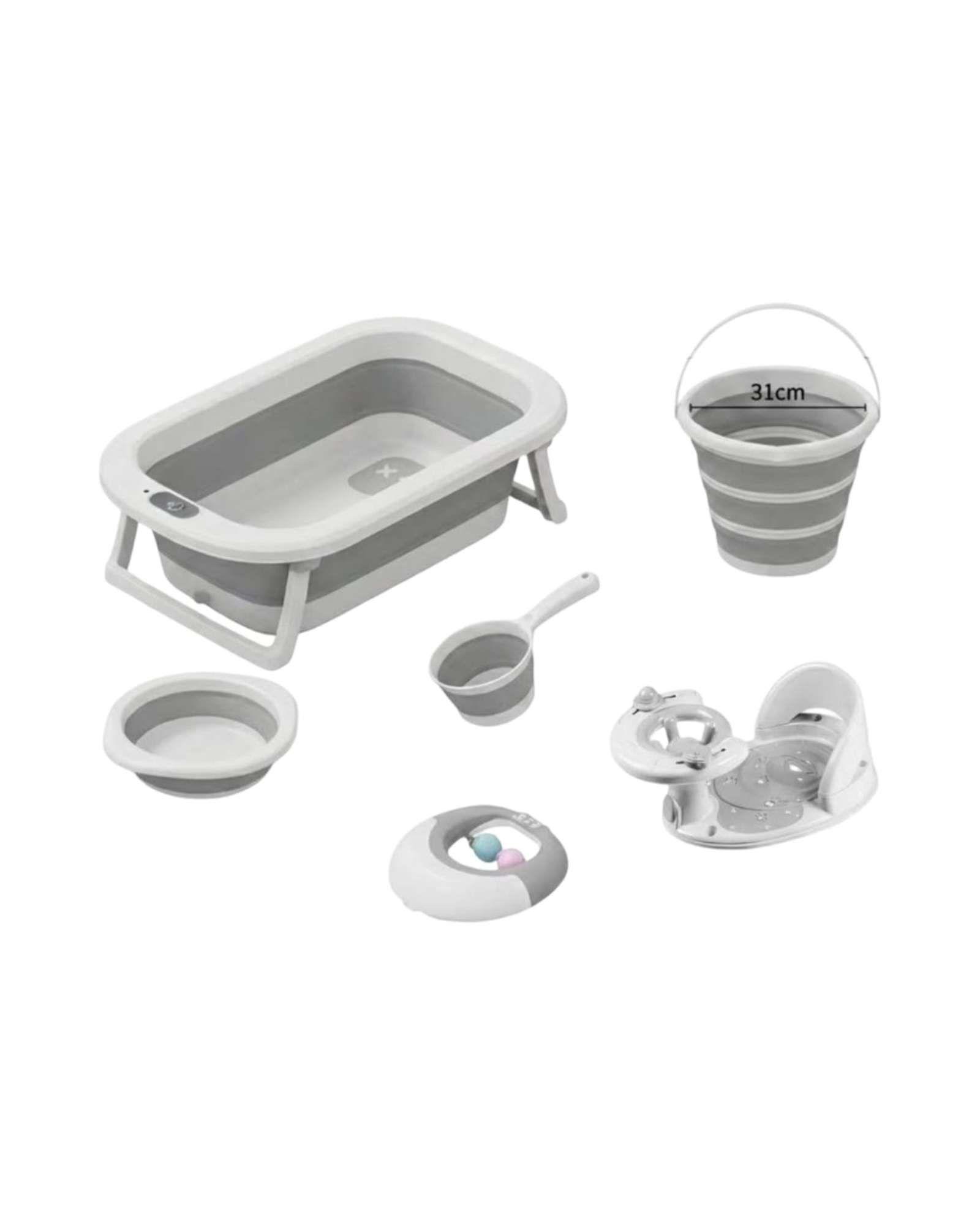 Bañera Plegable Multifuncional 6 en 1 para Bebé con Termómetro Digital y Accesorios-5