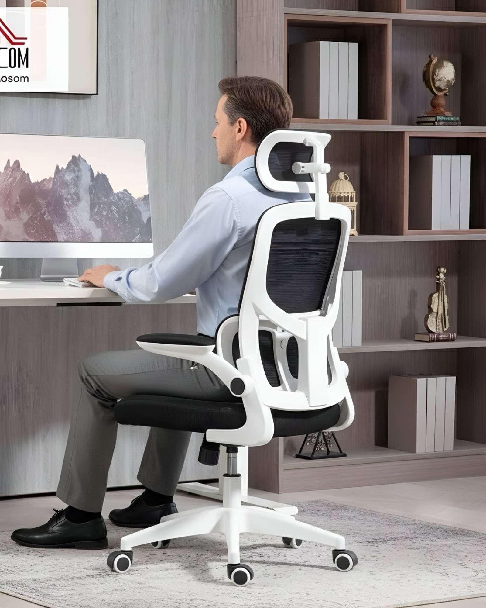 Silla Ergonómica Pro Máximo Confort con Apoyacabeza Ajustable Blanca-3