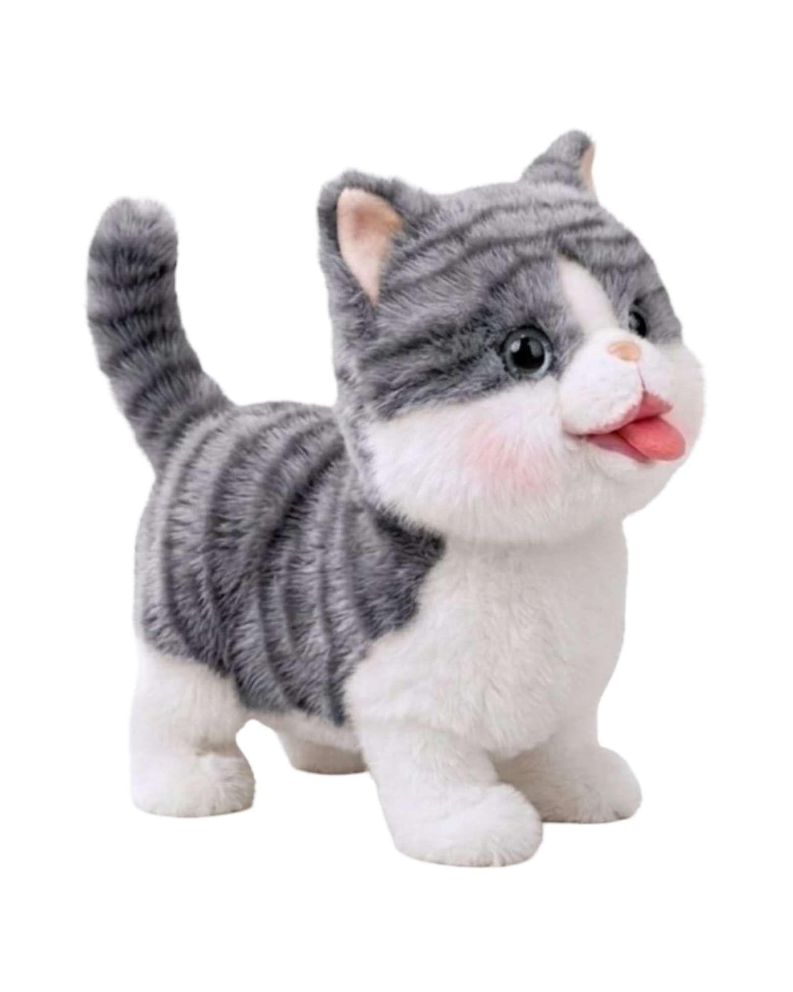 Gatito Interactivo Tierno Camina y hace  Miau Real  El Compañero Perfecto color gris-2