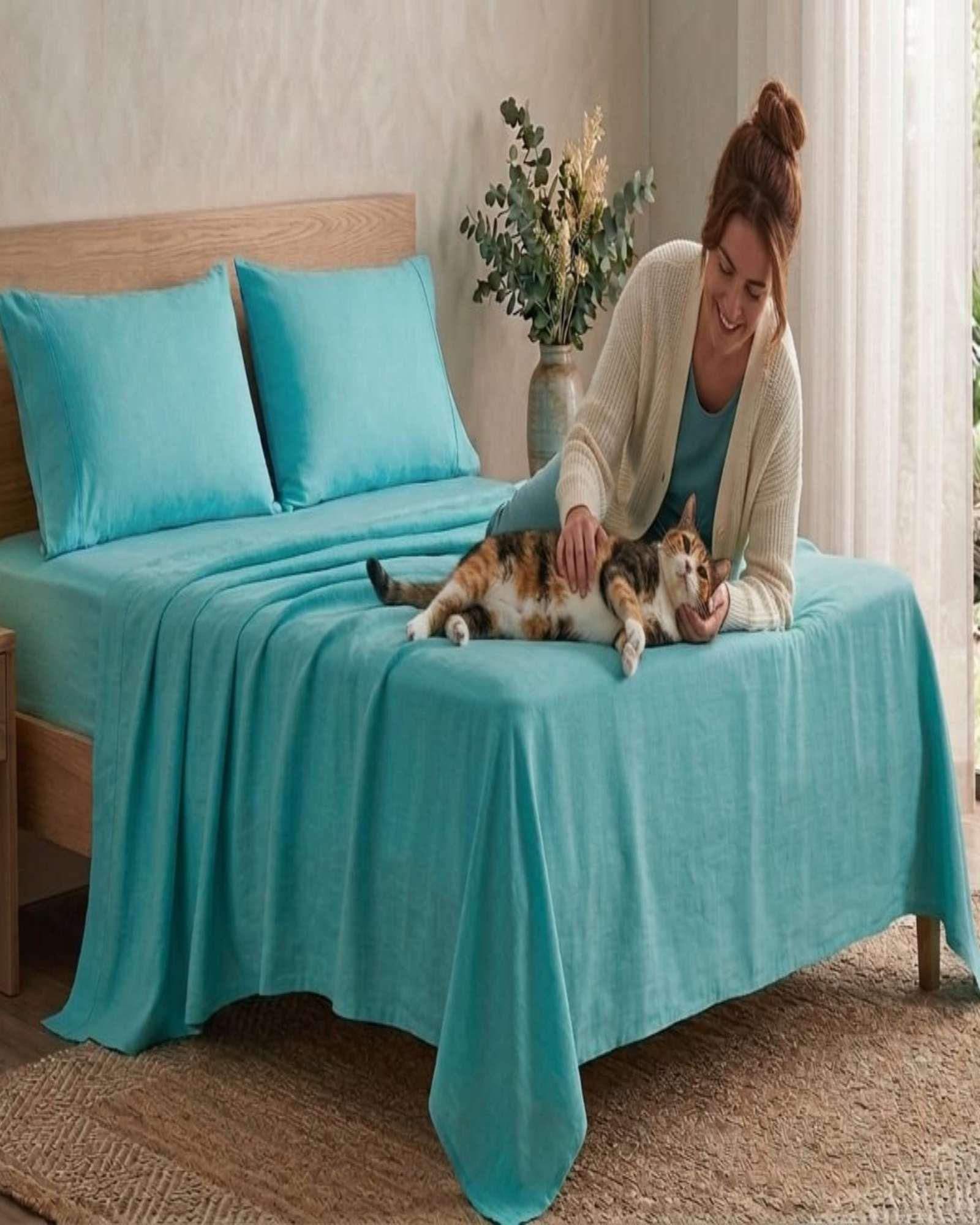 Juego de Sabanas 800 Hilos Estilo Americano 1.5 plazas verde-3