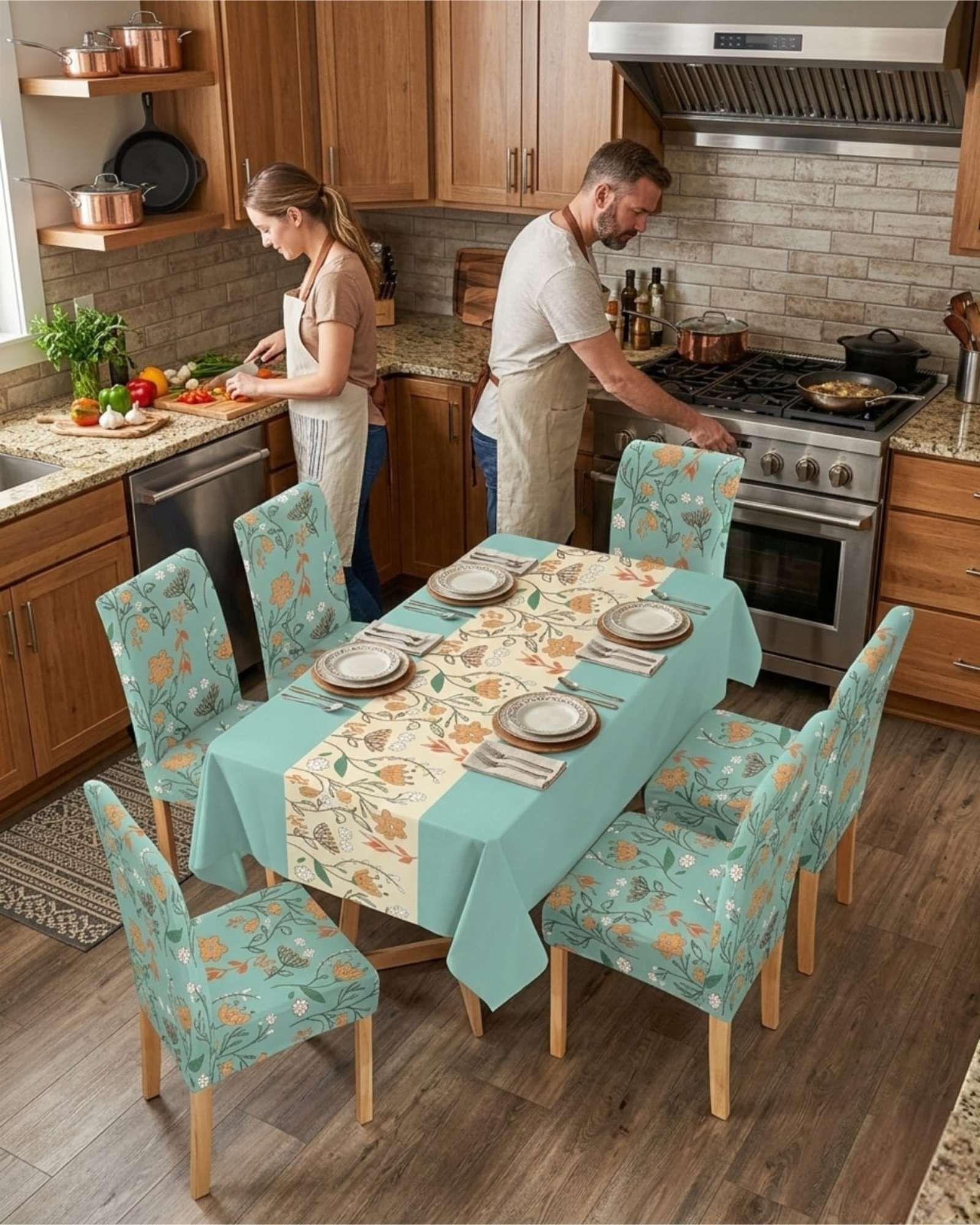 Juego De Mantel Antimanchas 140x220 + 6 Fundas De Silla 13-2