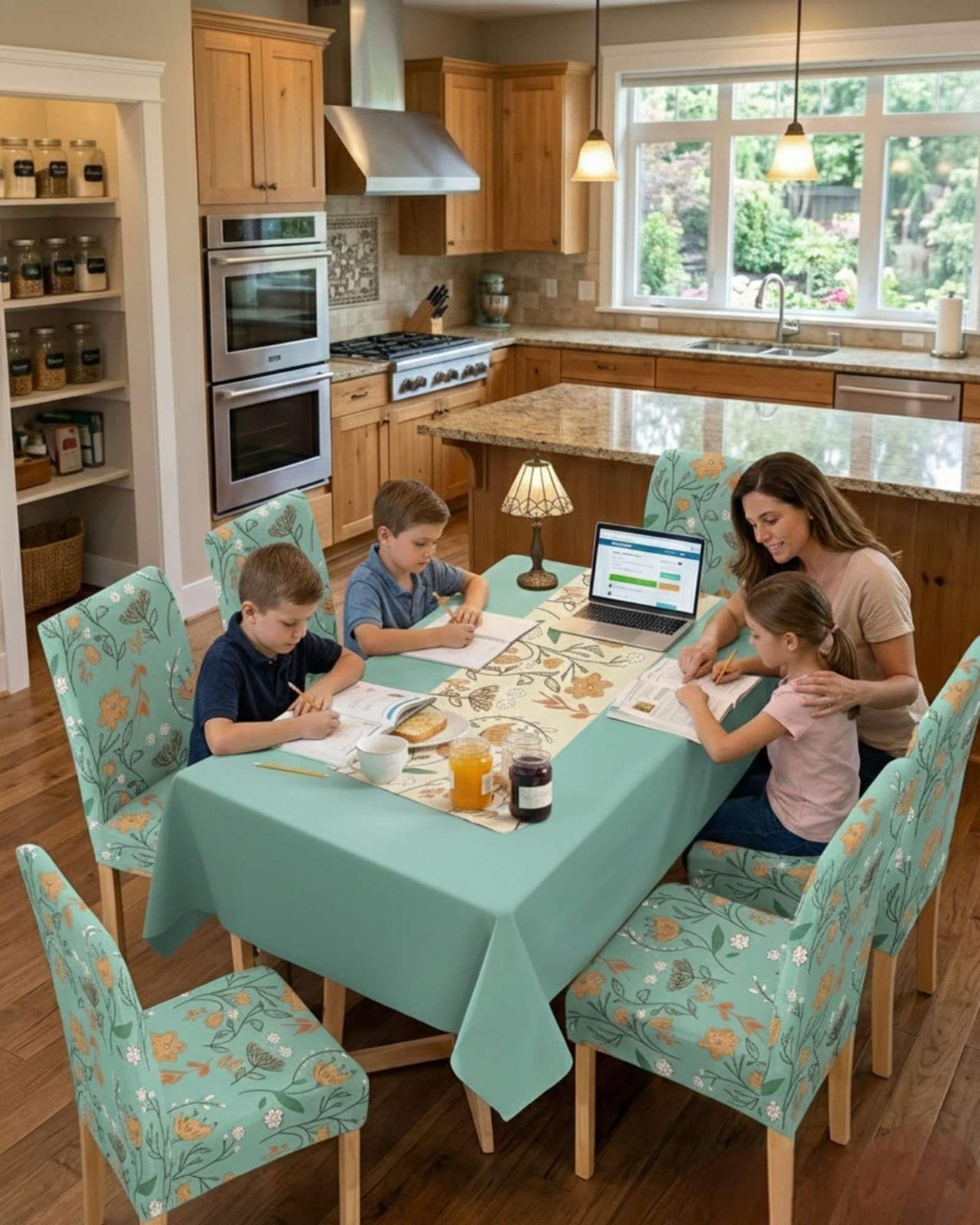 Juego De Mantel Antimanchas 140x220 + 6 Fundas De Silla 13-4