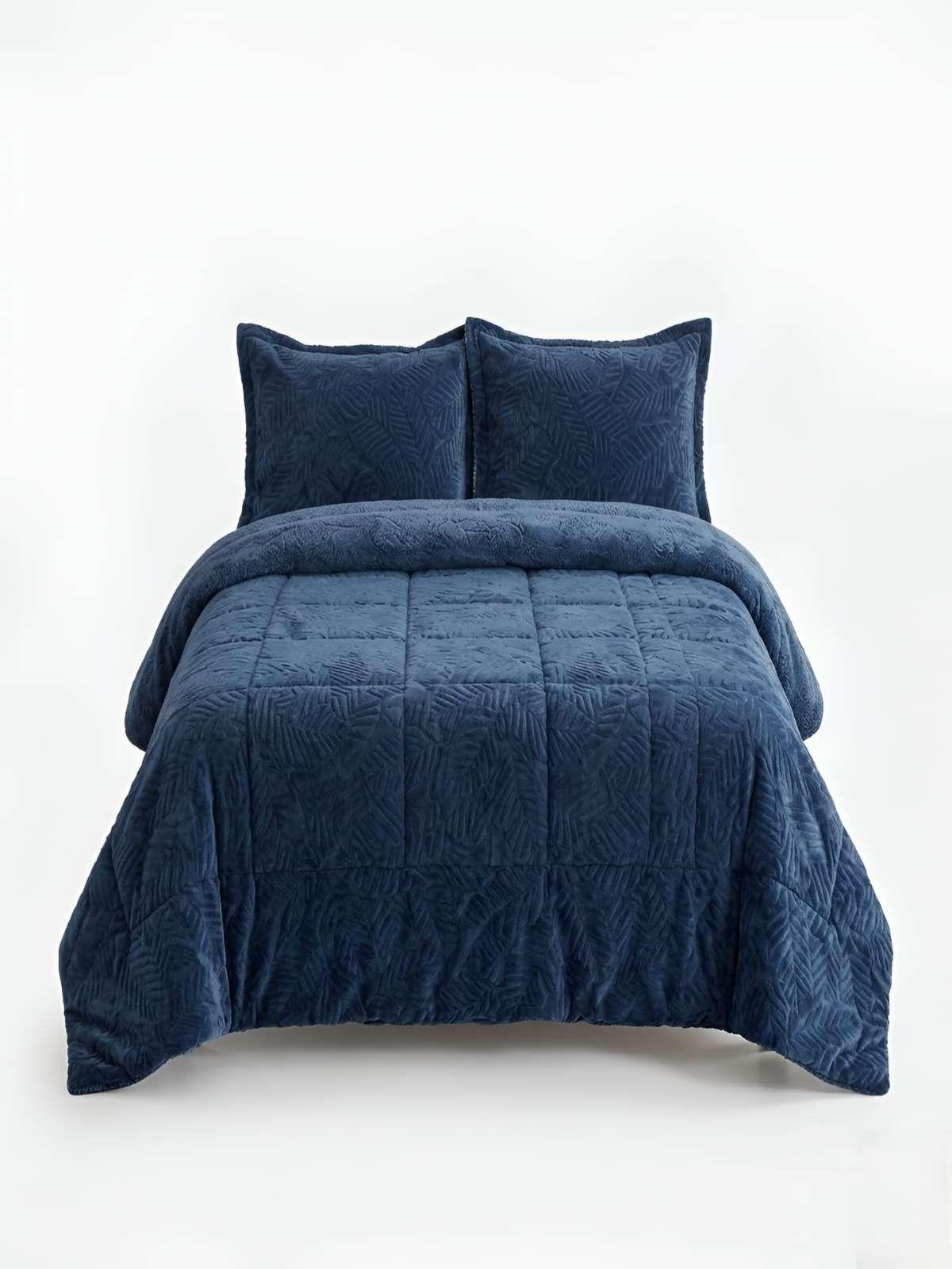 Cubrecama Outboss Deluxe Sherpa Super king azul-2