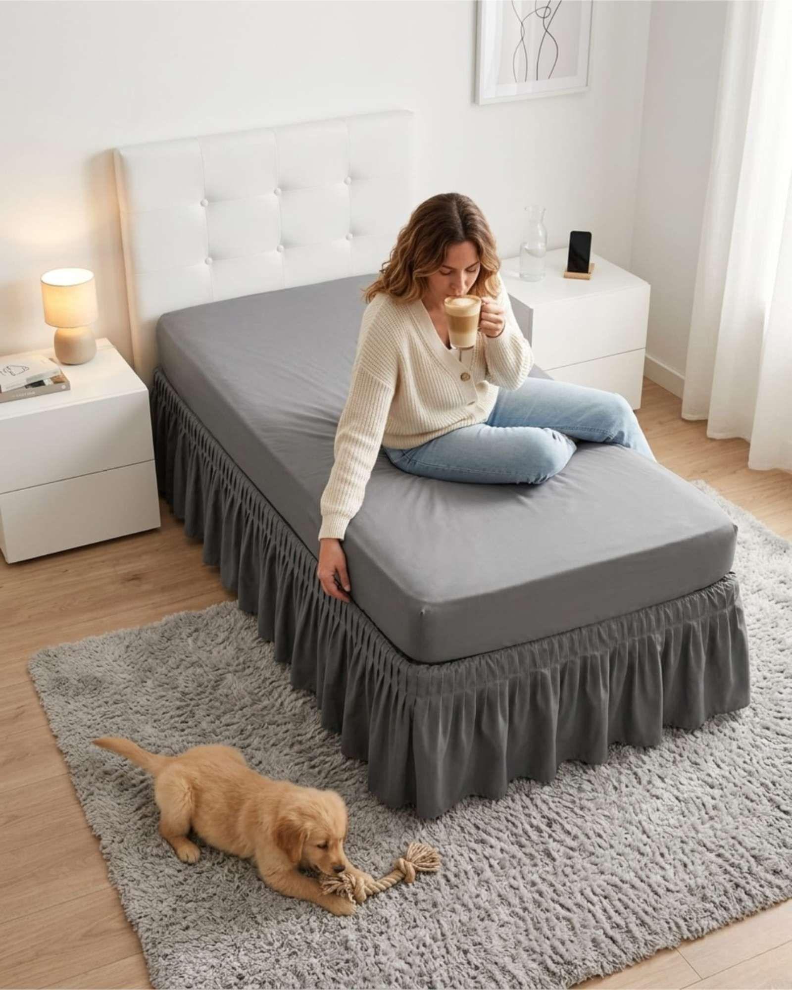 Faldón De Cama Plaza Y Media Cubre Base Con Pliegues F6-4