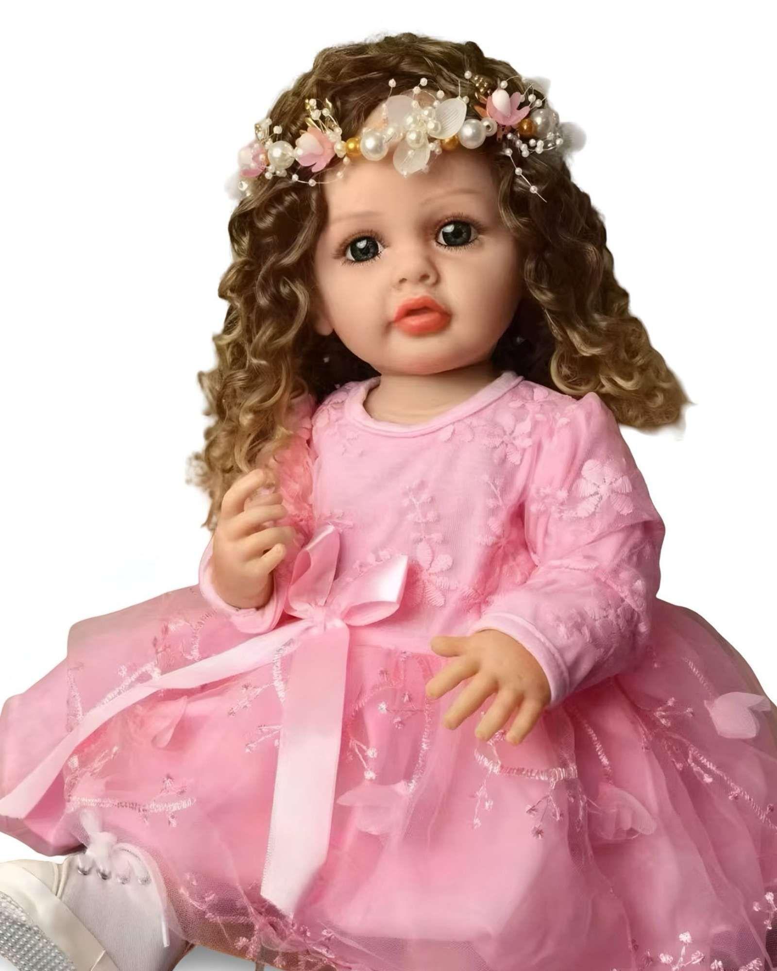 MUÑECA BEBÉ REALISTA DE 55 CM 100% SILICON CON VESTIDO W5-0