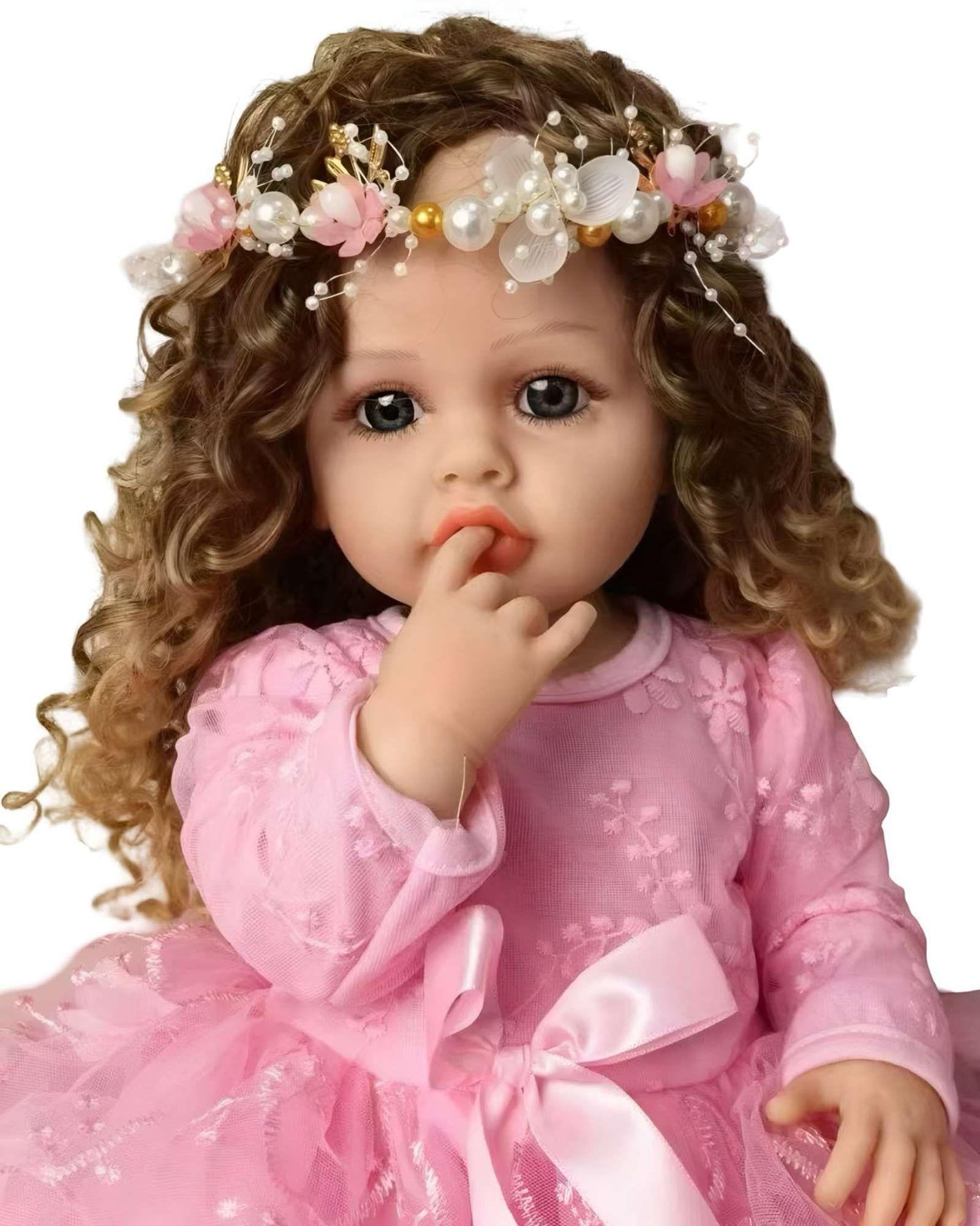 MUÑECA BEBÉ REALISTA DE 55 CM 100% SILICON CON VESTIDO W5-1