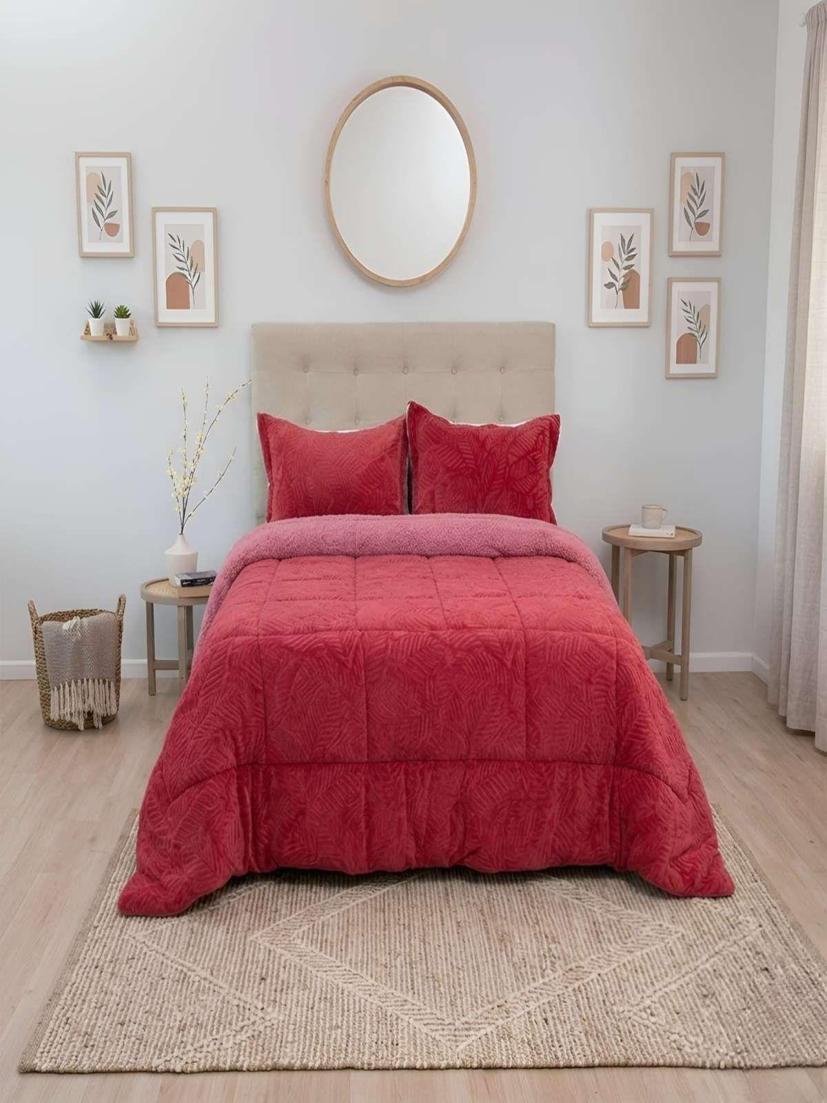 Cubrecama Outboss Deluxe Sherpa king rojo-3