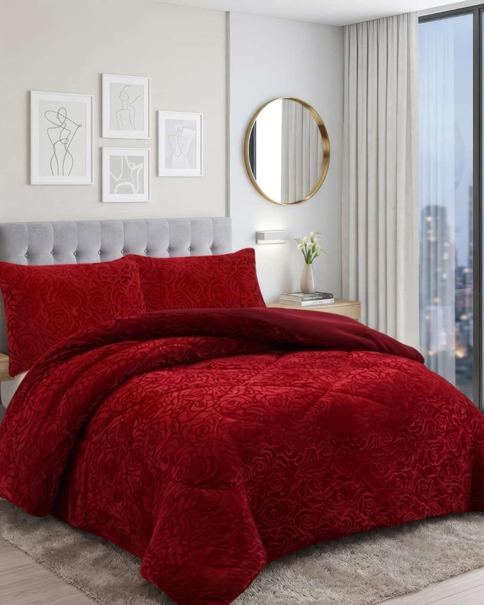 "Plumón Chiporro 2 plazas con Relieve "El favorito para tu invierno" rojo-4