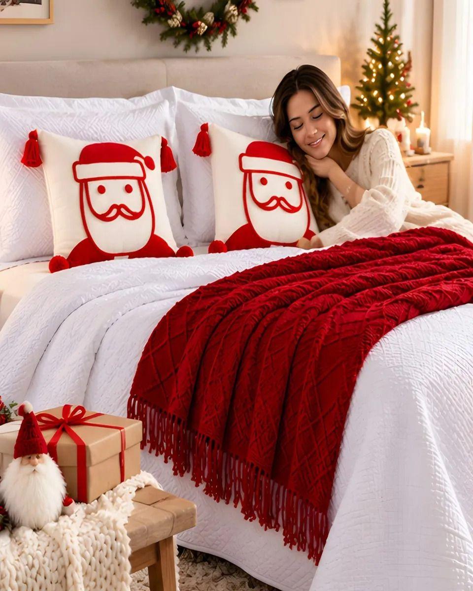 Cubrecama Texturizado Navideño con Manta 1.5 Plaza m26-1