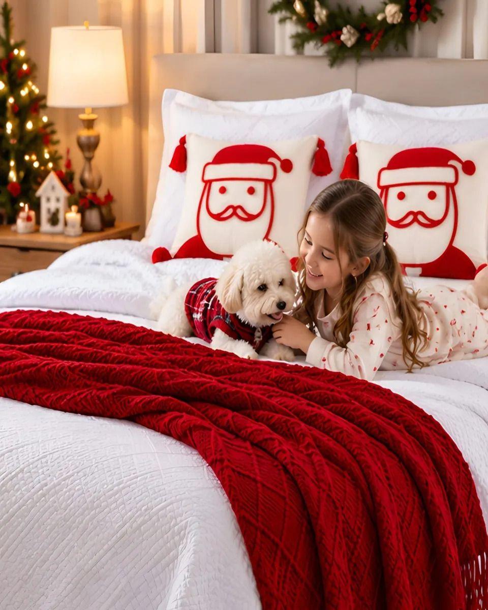 Cubrecama Texturizado Navideño con Manta 1.5 Plaza m26-6