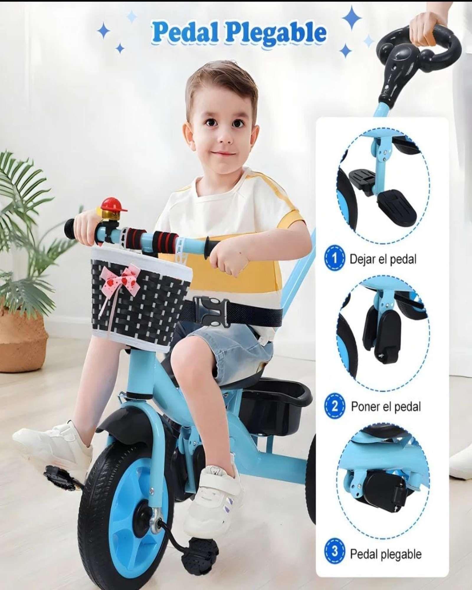 Triciclo infantil multifunción 2 en 1 Azul-2