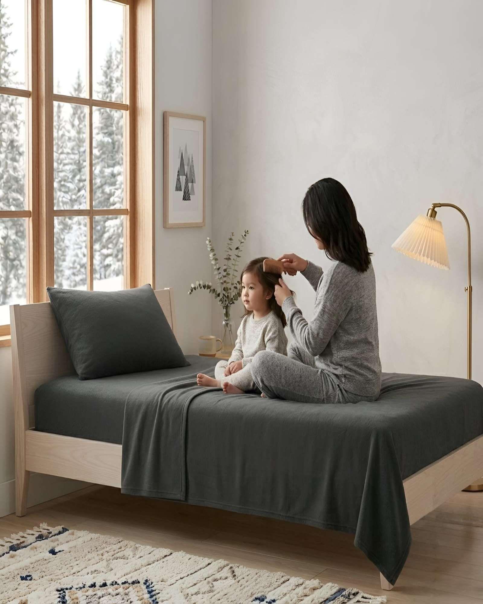 Juego de Sábanas Polar American Family 1,5 plaza Calidez Soft Touch E2-2