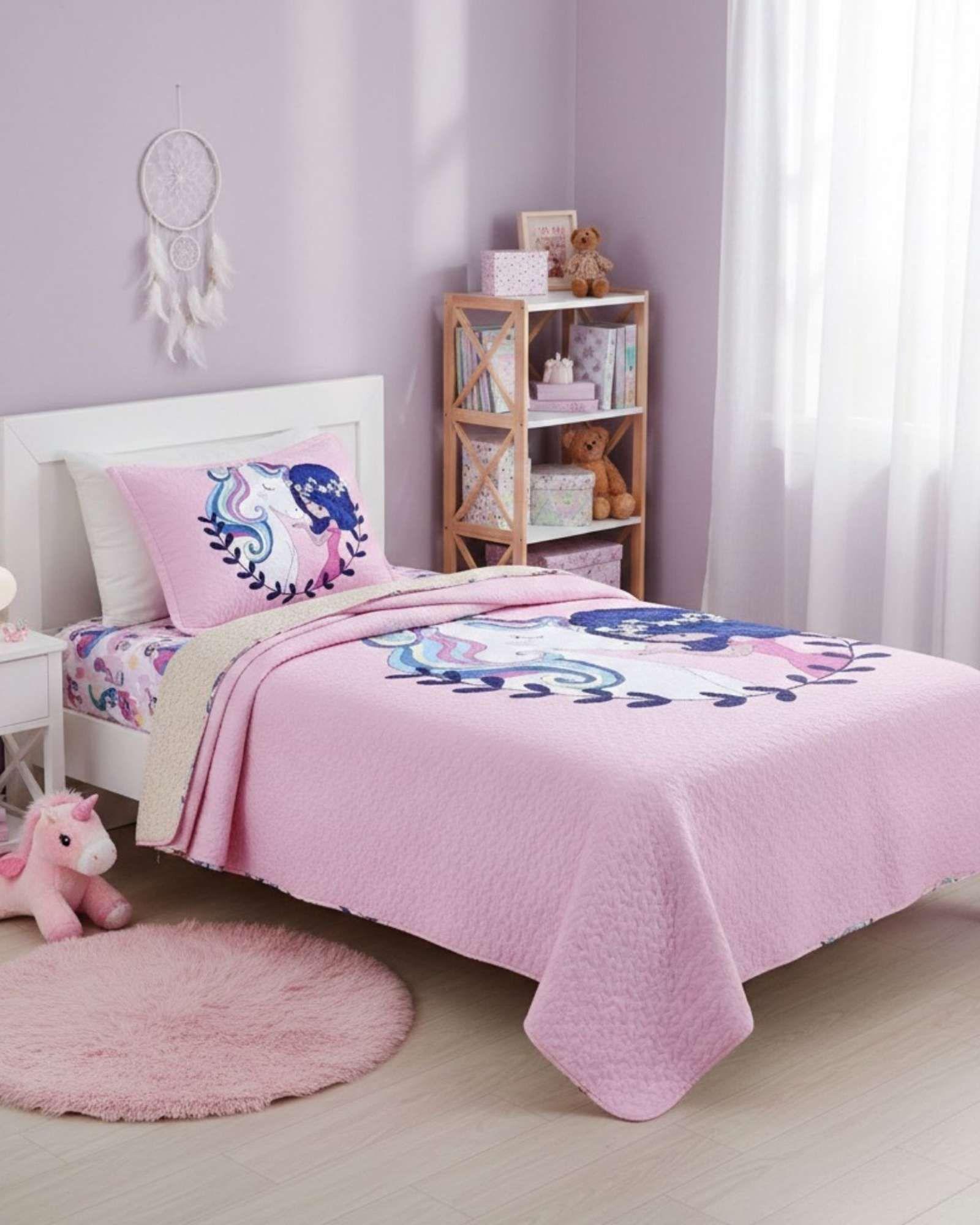 CUBRECAMA QUILT SHERPA INFANTIL PLAZA Y MEDIA UNICORNIO-3