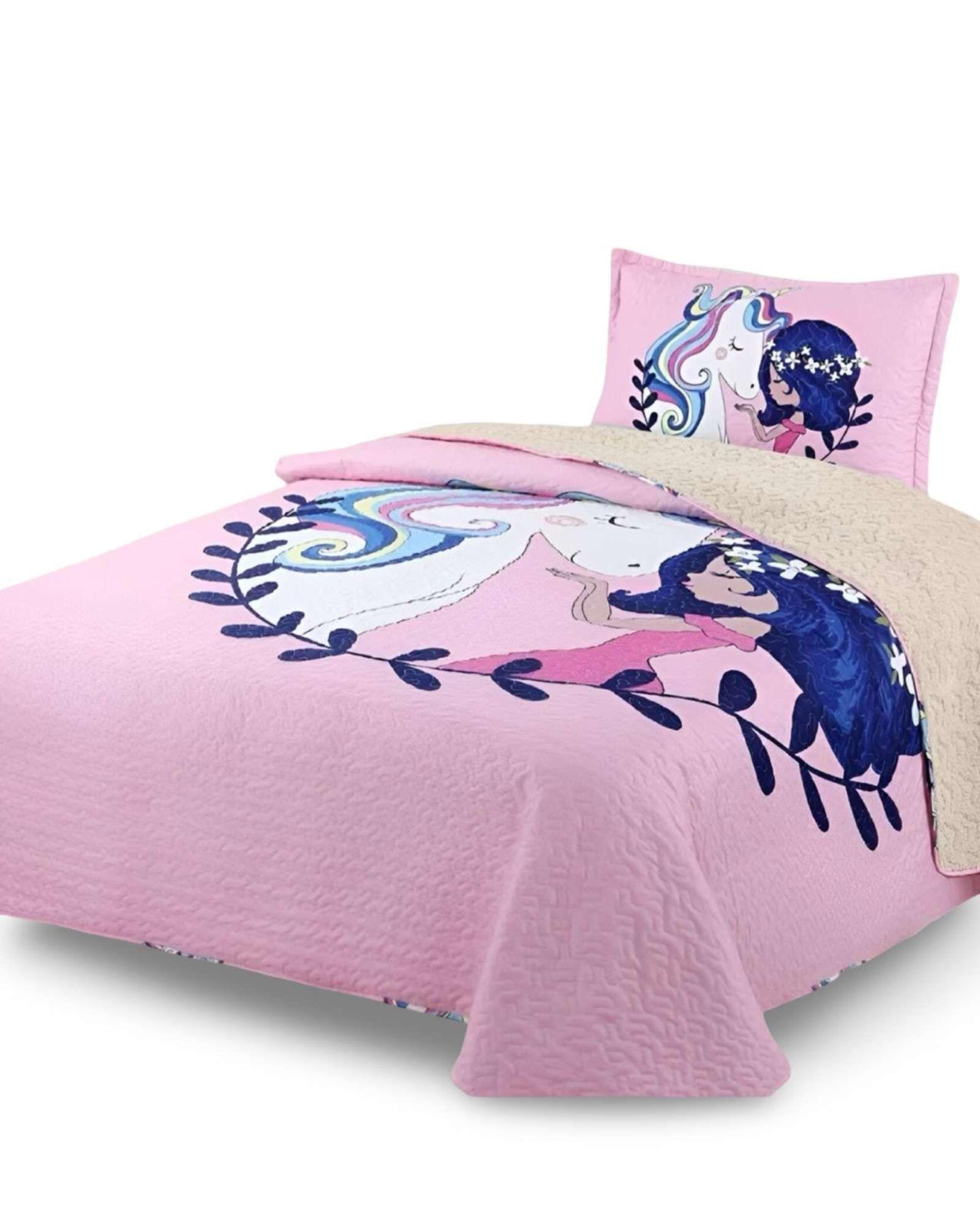 CUBRECAMA QUILT SHERPA INFANTIL PLAZA Y MEDIA UNICORNIO-4