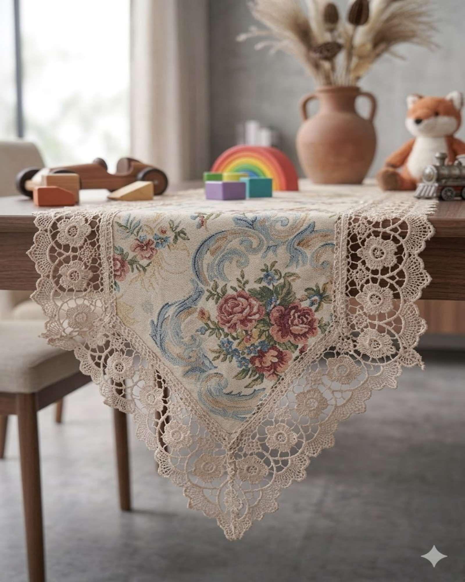 Camino de Mesa Estilo Boho Chic 40x180 cm Decoración Elegante color beige natural-4