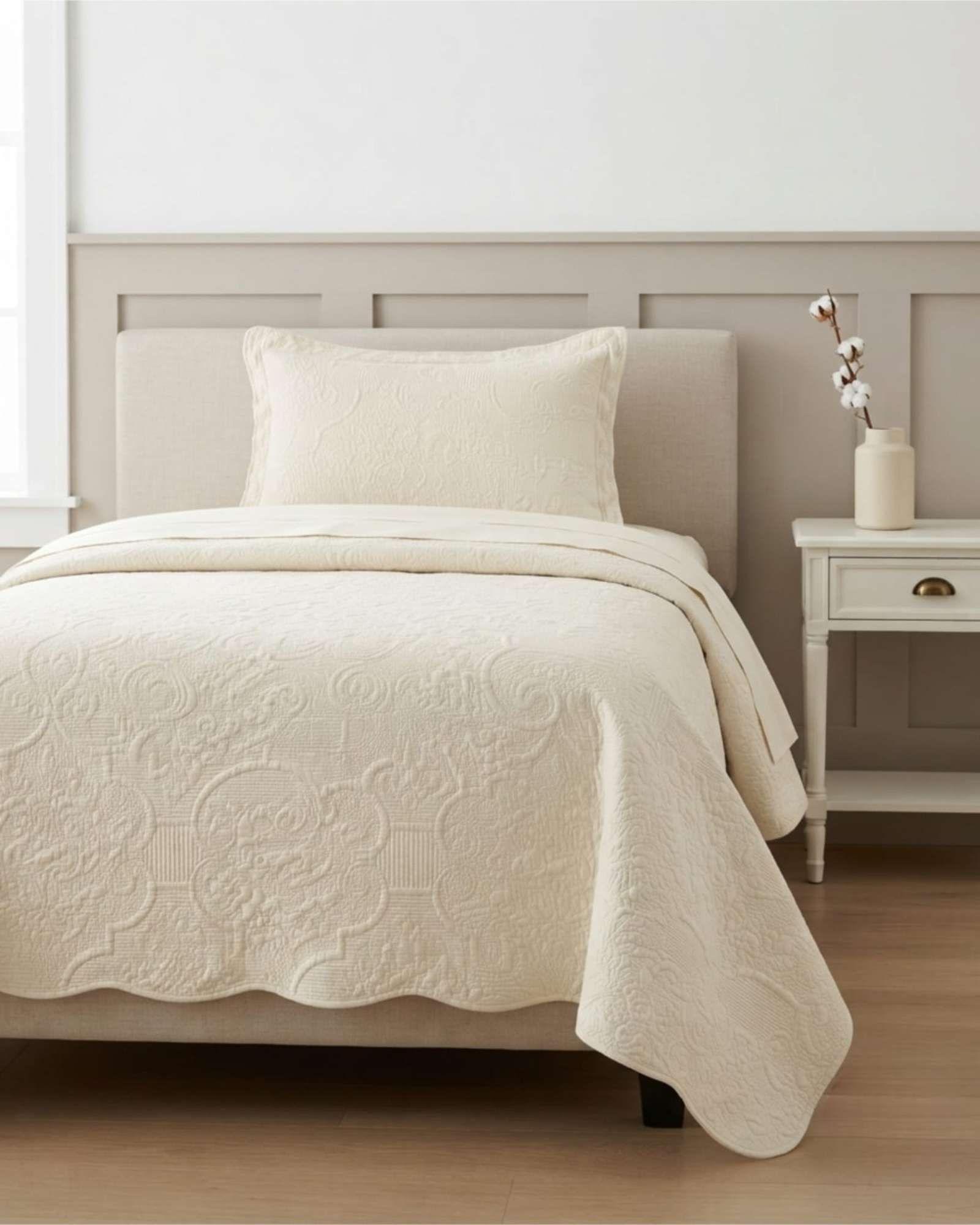 Cubrecama Quilt de Verano Liso 1.5 Plazas con Relieve 03-2