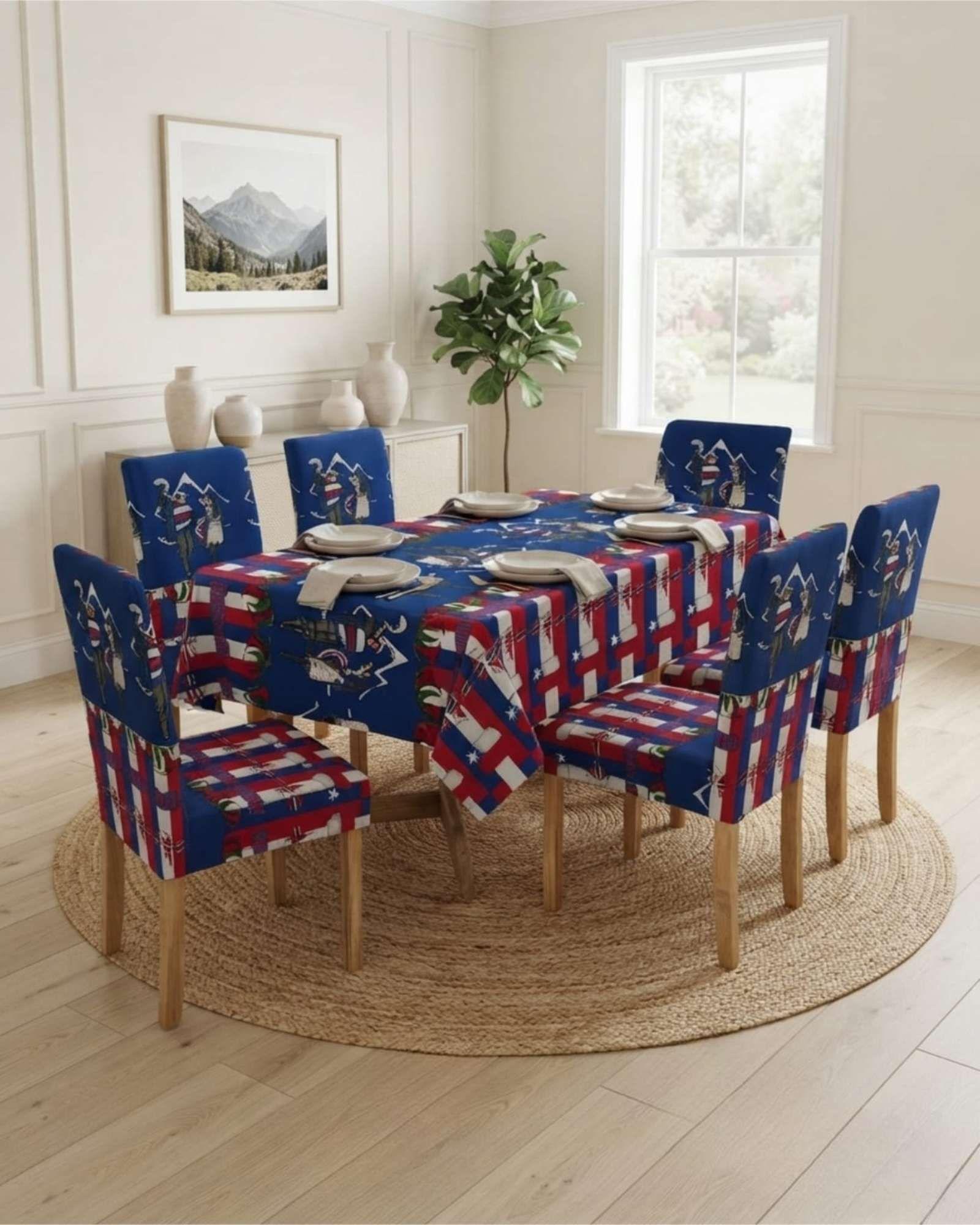 Set Mantel Y 6 Fundas De Silla Fiestas Patrias Diseño Dieciochero 02-0