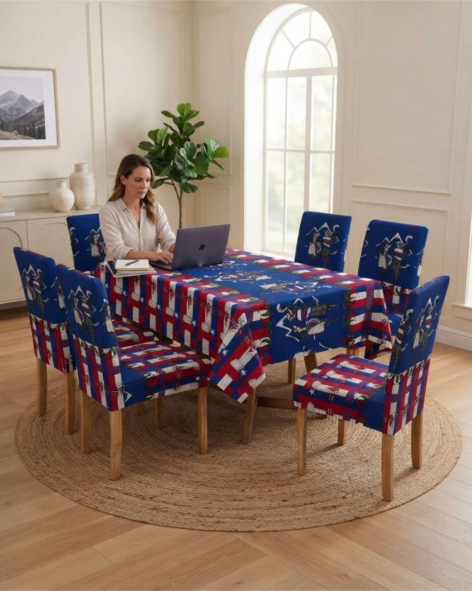 Set Mantel Y 6 Fundas De Silla Fiestas Patrias Diseño Dieciochero 02-1
